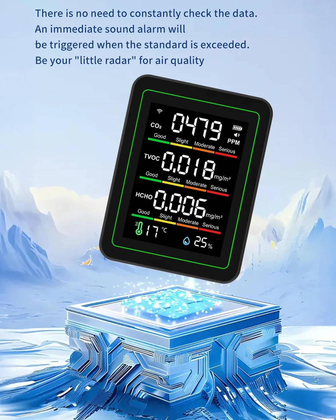 RISOON 5 w 1 inteligentny monitor jakości powietrza WiFi TVOC CO2 HCHO temperatura wilgotność