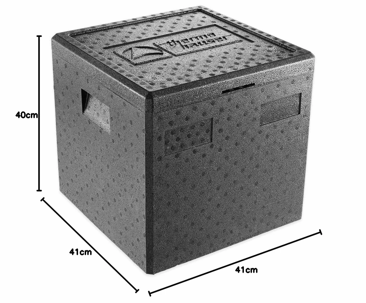 thermohauser EPP pojemnik na pizzę czarny z pokrywką – 41,5 litra – 41 x 41 x 40 cm – pudełko na pizzę