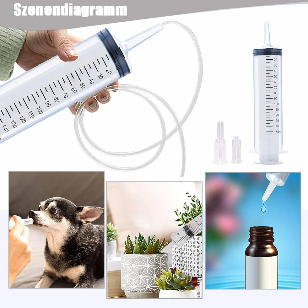 Strzykawka z tworzywa sztucznego, 2 sztuki 150 ml, zestaw strzykawek z wężem do laboratoriów naukowych, fabryk i do codziennego użytku