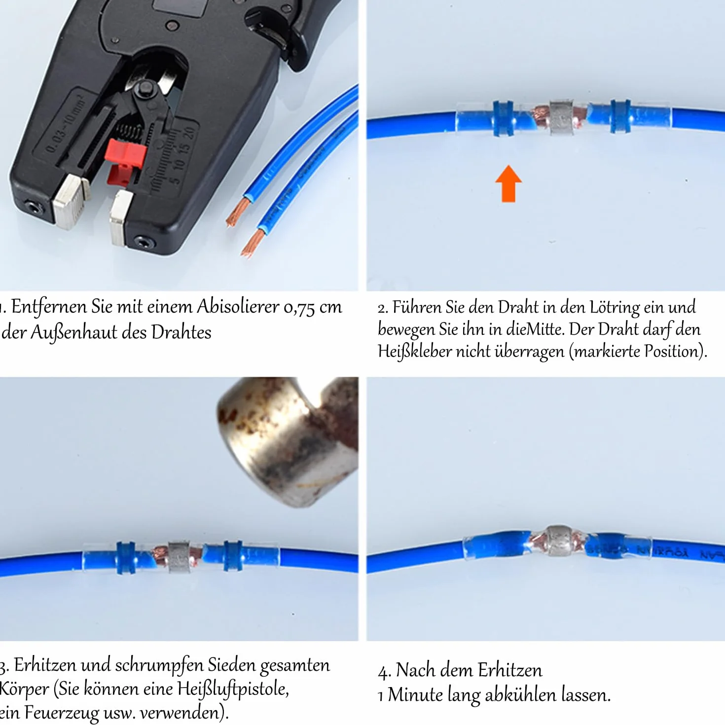 Łączniki lutownicze, wodoodporne, węże termokurczliwe, złącze kablowe, złącze lutownicze z wężem termokurczliwym, złącze zaciskowe, złącze termokurczliwe, złącze stykowe (40 sztuk, niebieskie)
