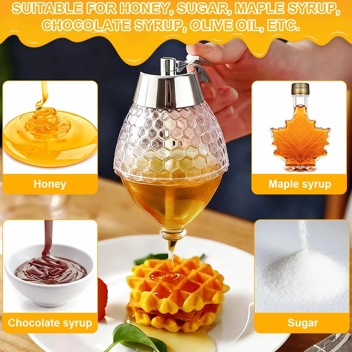 Dozownik miodu akrylowy 200 ml z uchwytem bez kapania