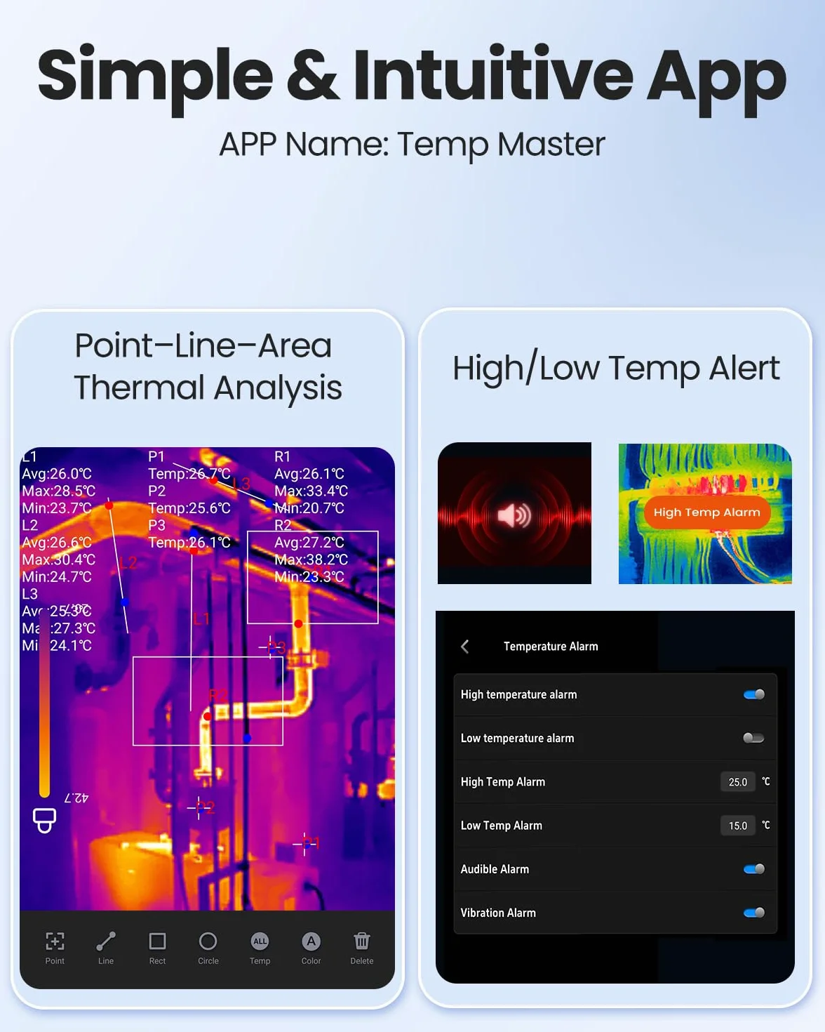 Kamera termowizyjna do iPhone 15/16 i Android Thermal Master P1, kamera termowizyjna na podczerwień, rozdzielczość X³ IR 320 x 240, -20℃-600℃ zakres temperatur, kontrola domu, 15x zoom