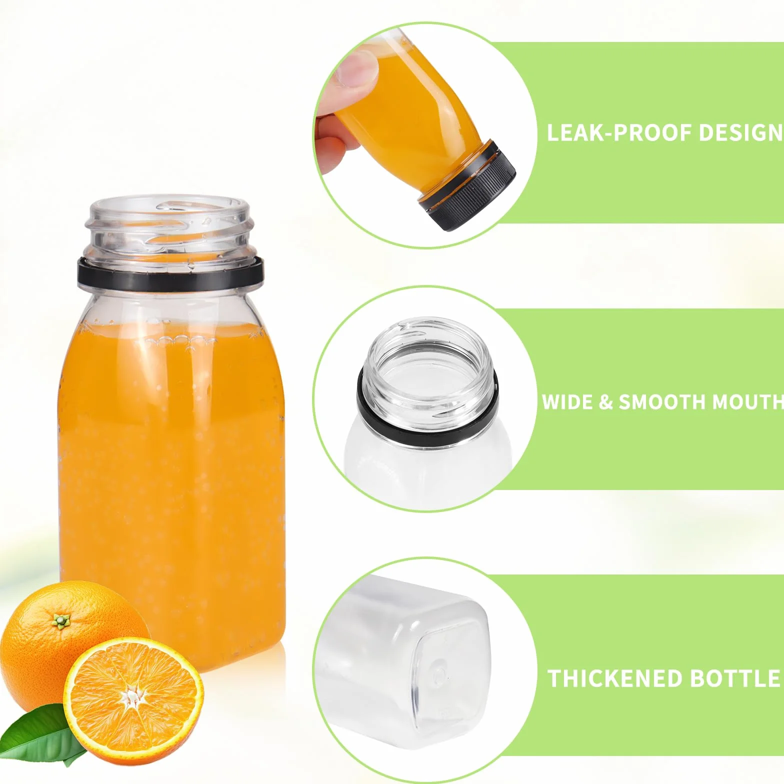 winbest 12 sztuk plastikowych butelek do shotów 120 ml, z naklejkami wielokrotnego użytku, 120 ml, do napełniania napojów i smoothies