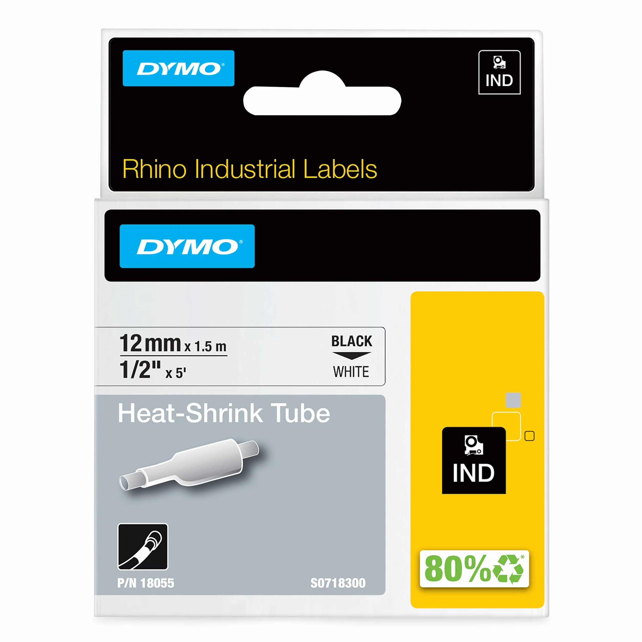 DYMO Rhino termokurczliwe rurki do kabli | 12 mm | 1,5 m | białe