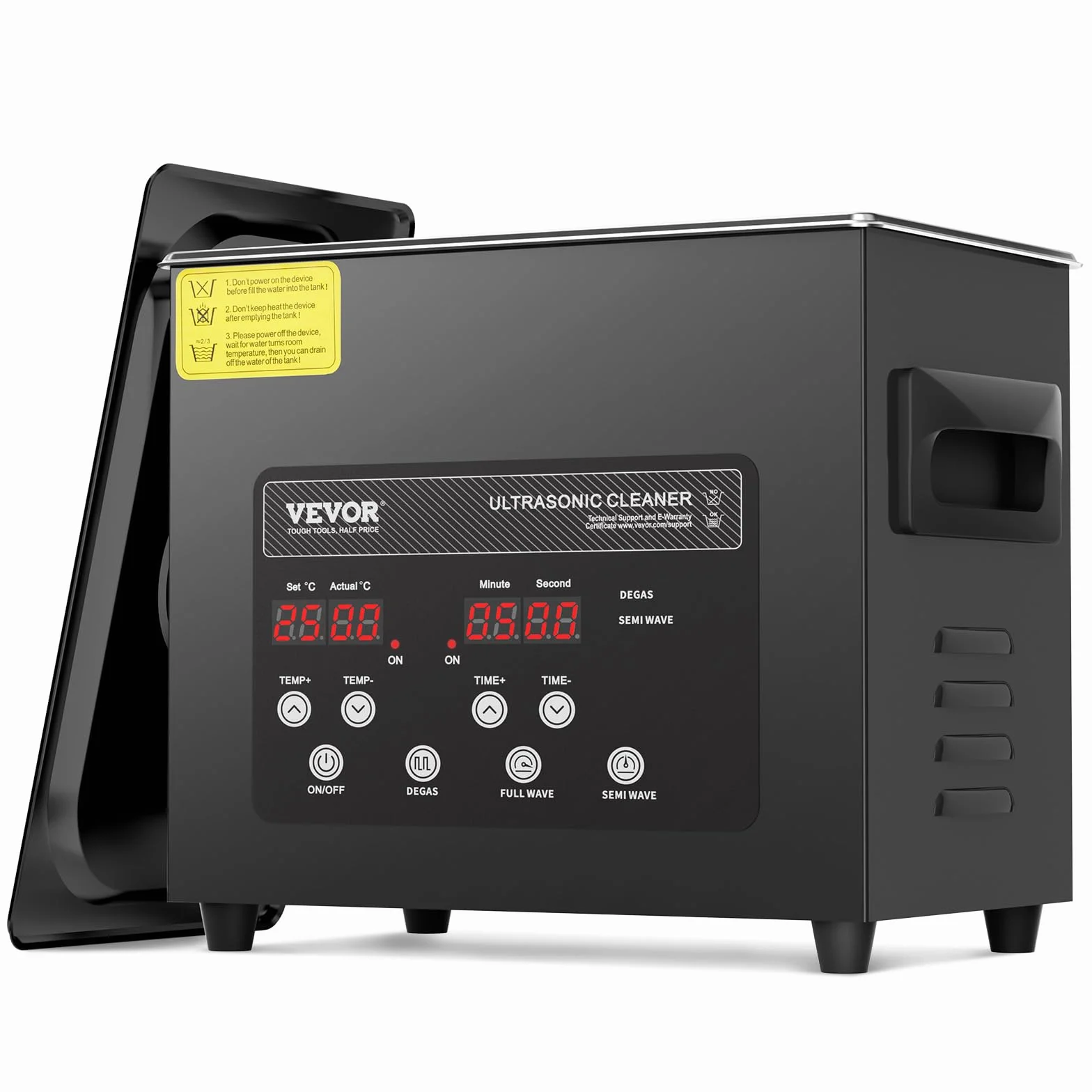 VEVOR Ultradźwiękowa cyfrowa myjka ultradźwiękowa 3 l 120 W, ulepszony tryb delikatny, przemysłowa myjka ultradźwiękowa 40 kHz z podgrzewaczem i zegarem do pojemników, biżuteria 265 x 165 x 240 mm