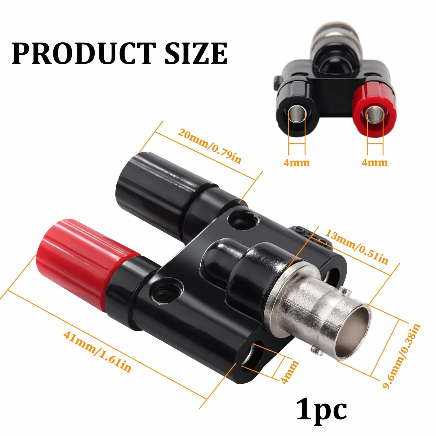 BNC Żeński na 2 x 4mm Podwójny Wtyk Bananowy Adapter Koncentryczny do Kabla Oscyloskopowego, Rozdzielacz Koncentryczny RF, BNC Żeński na Podwójny Wtyk Bananowy