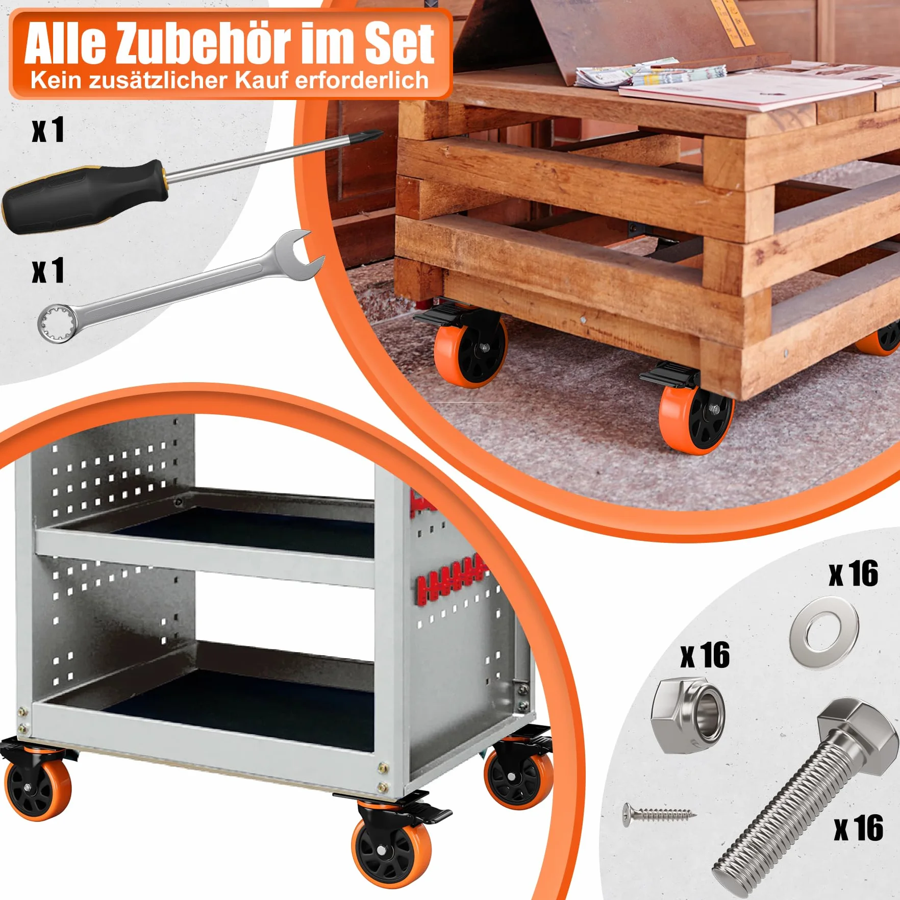 Kółka Skrętne 75 mm z Hamulcami 360° do 480 kg Transportowe do Mebli