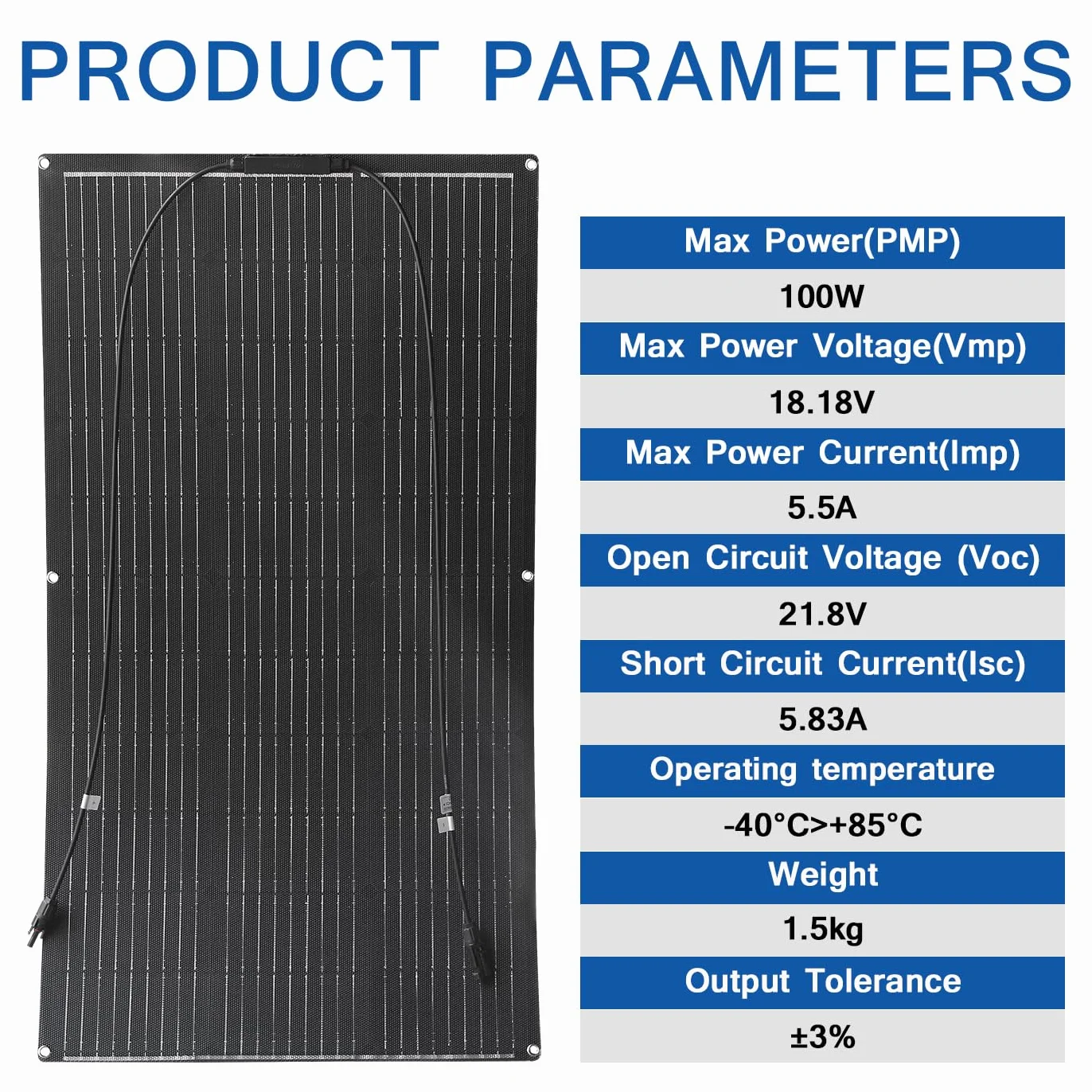Elastyczny Moduł Solarny 100W Monokrystaliczny Panel Słoneczny ETFE 24V/12V