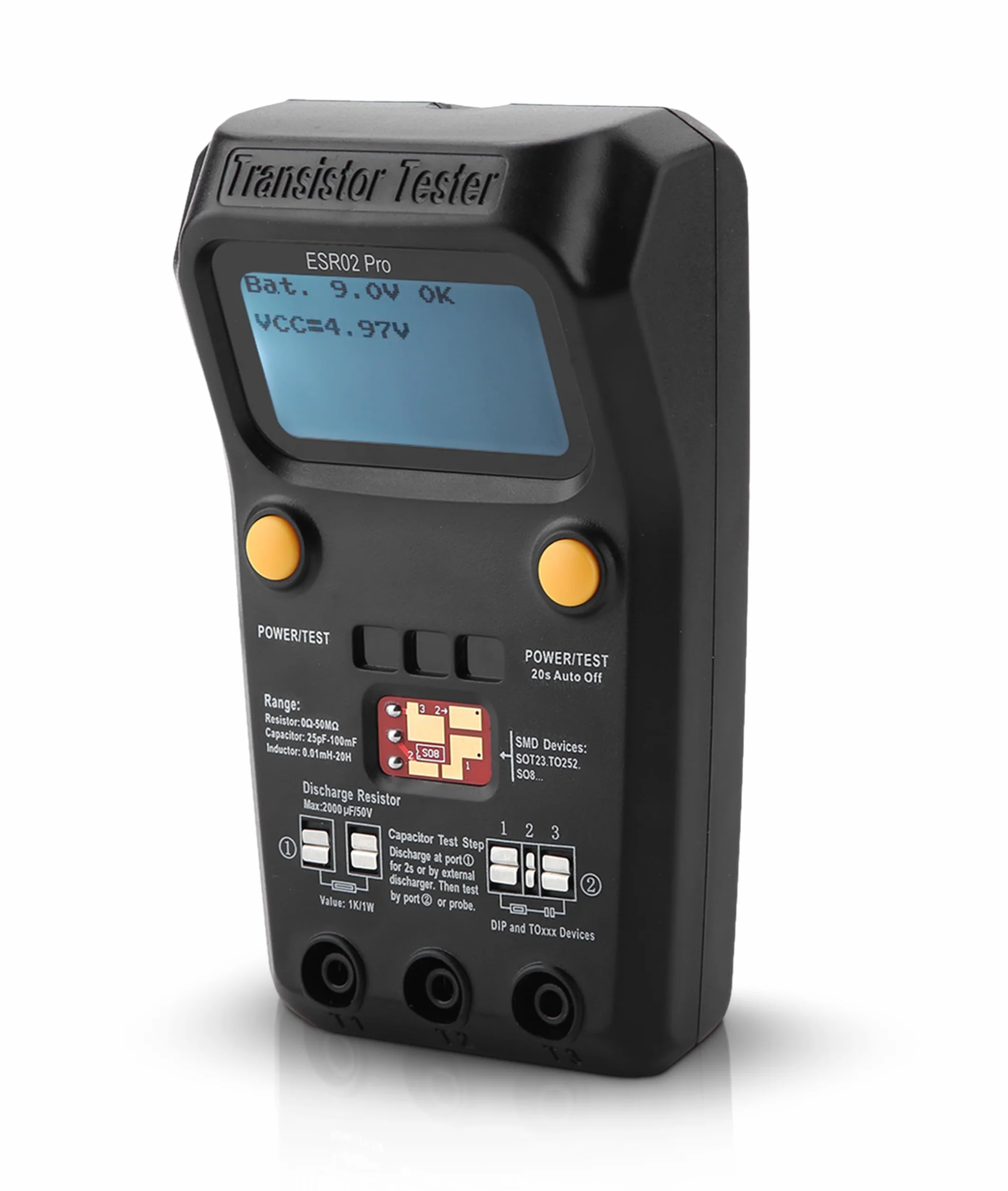 BSIDE ESR02 Pro Cyfrowy Tester Tranzystorów i Kondensatorów ESR Miernik Indukcyjności SMD LCD z Podświetleniem