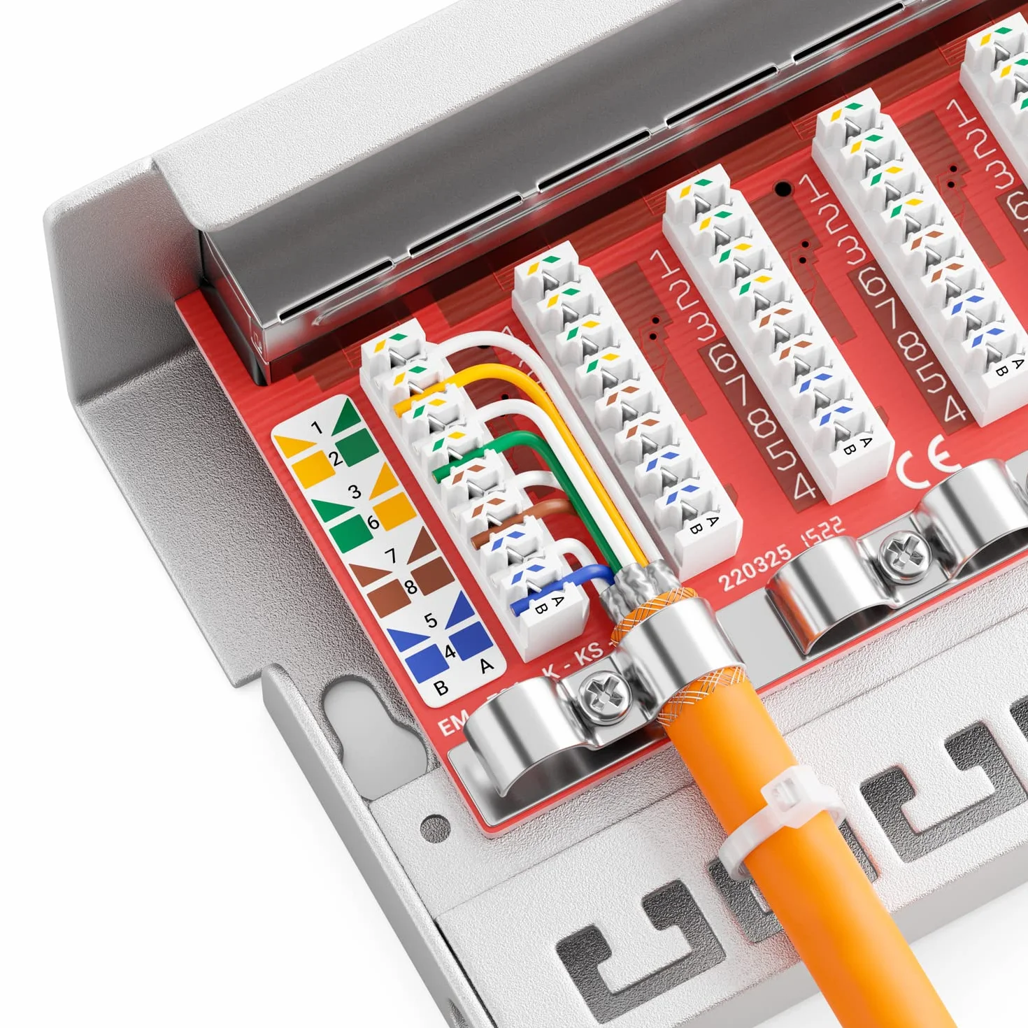 deleyCON CAT 6a Patch Panel Krosownica 12 Portów 1U Ekranowany RJ45 LAN RAL 7035 Jasnoszary