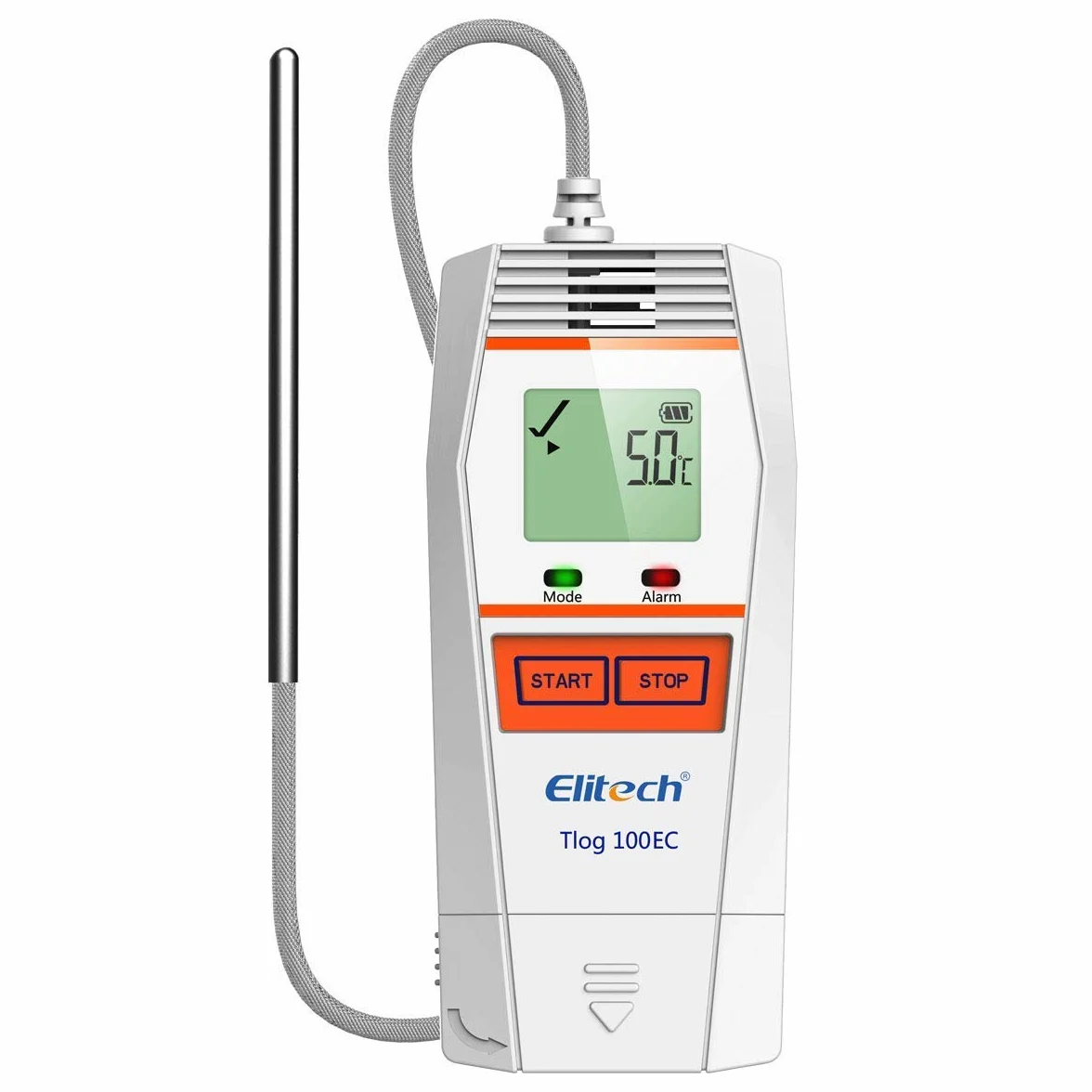 Elitech Tlog 100EC rejestrator danych o ultra niskiej temperaturze, rejestrator danych temperatury z czujnikiem zewnętrznym, 32000 punktów, raport PDF, USB 2.0