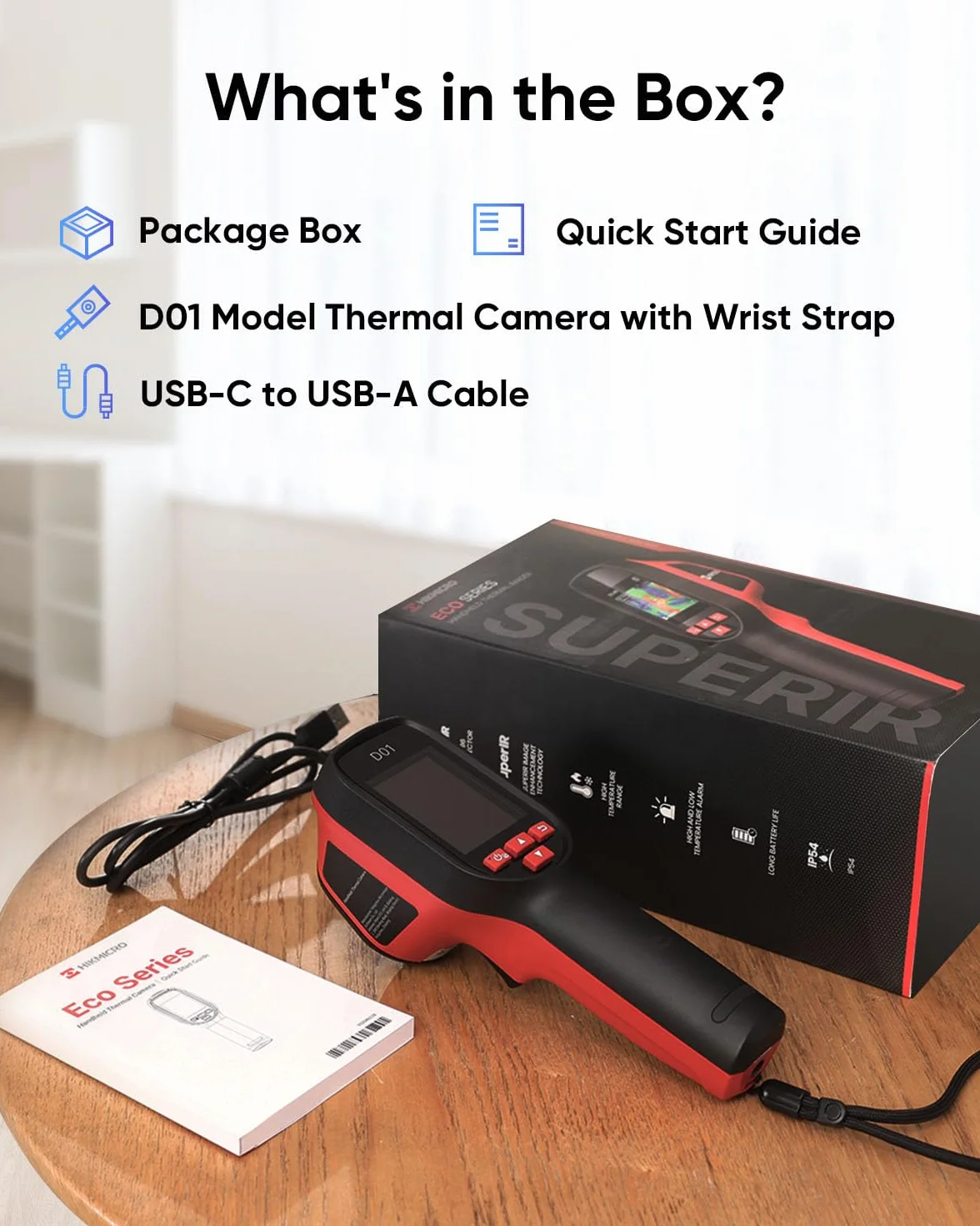 HIKMICRO D01 Kamera termowizyjna, rozdzielczość SuperIR 240x240, SuperScene, kamera termowizyjna z rozdzielczością IR 96x96, bateria 3350mAh na 11 godzin pracy, nagrywanie zdjęć i wideo