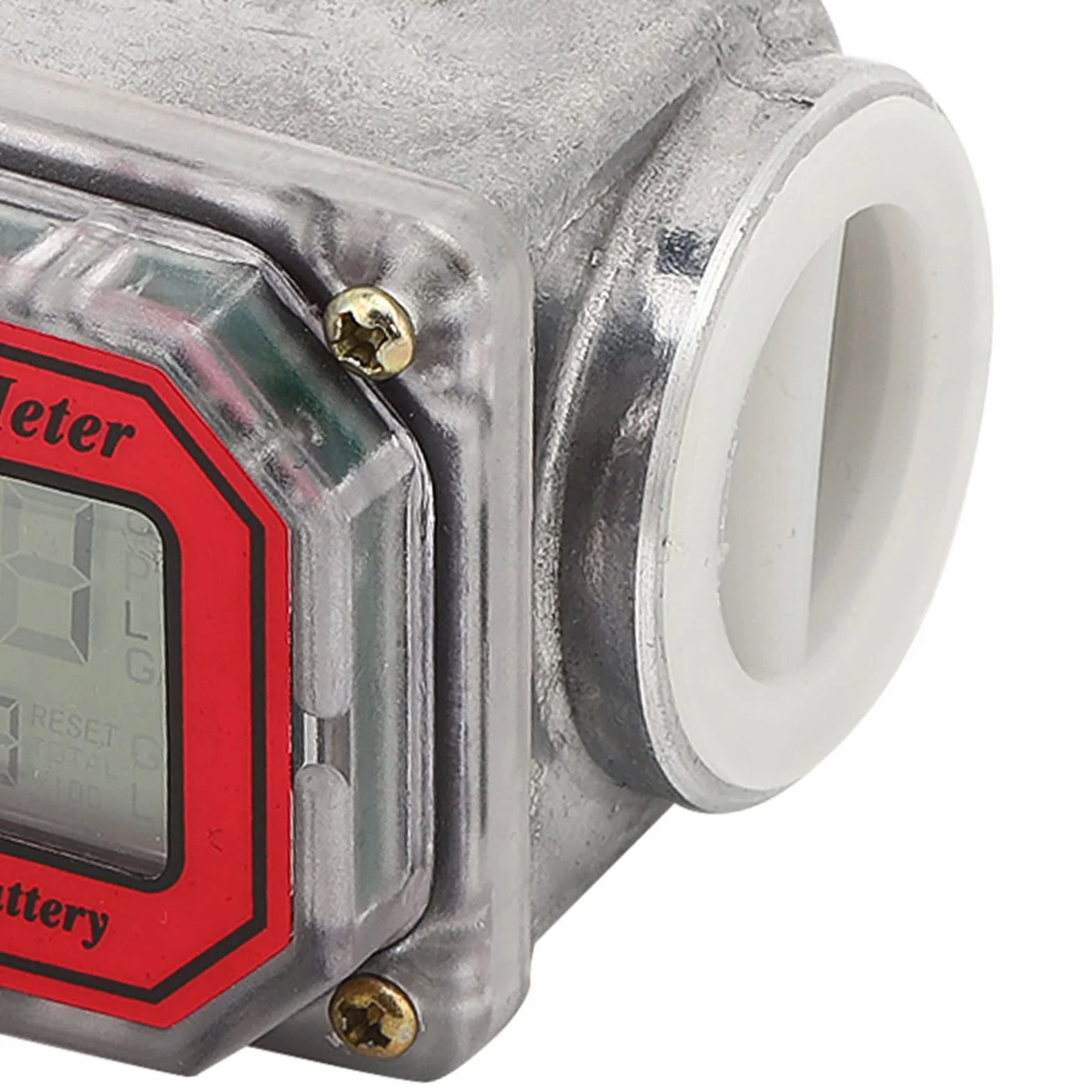 Mini Cyfrowy Przepływomierz Turbinowy Wyświetlacz LCD Miernik Przepływu Pompy do Pomiaru Benzyny Nafty Wysokoprężnej 15-120L 1 "NPT(Czerwony)