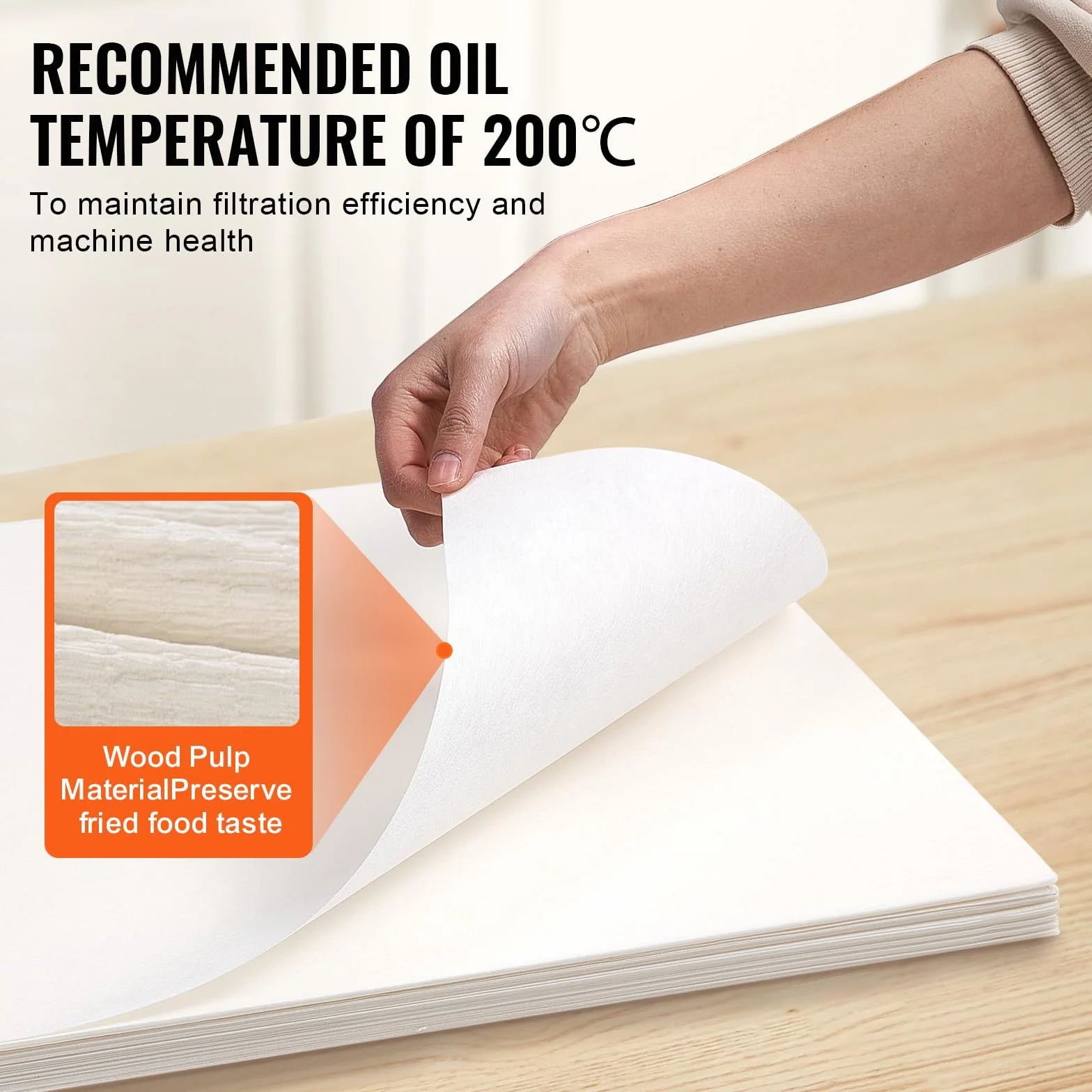 VEVOR Papier filtracyjny do frytkownicy 100 arkuszy 65x43 cm do 55L komercyjny