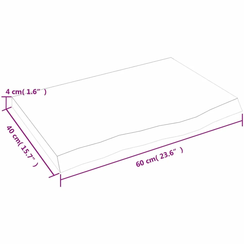 vidaXL Blat stołu, 60x40x(2-4) cm, surowe lite drewno dębowe