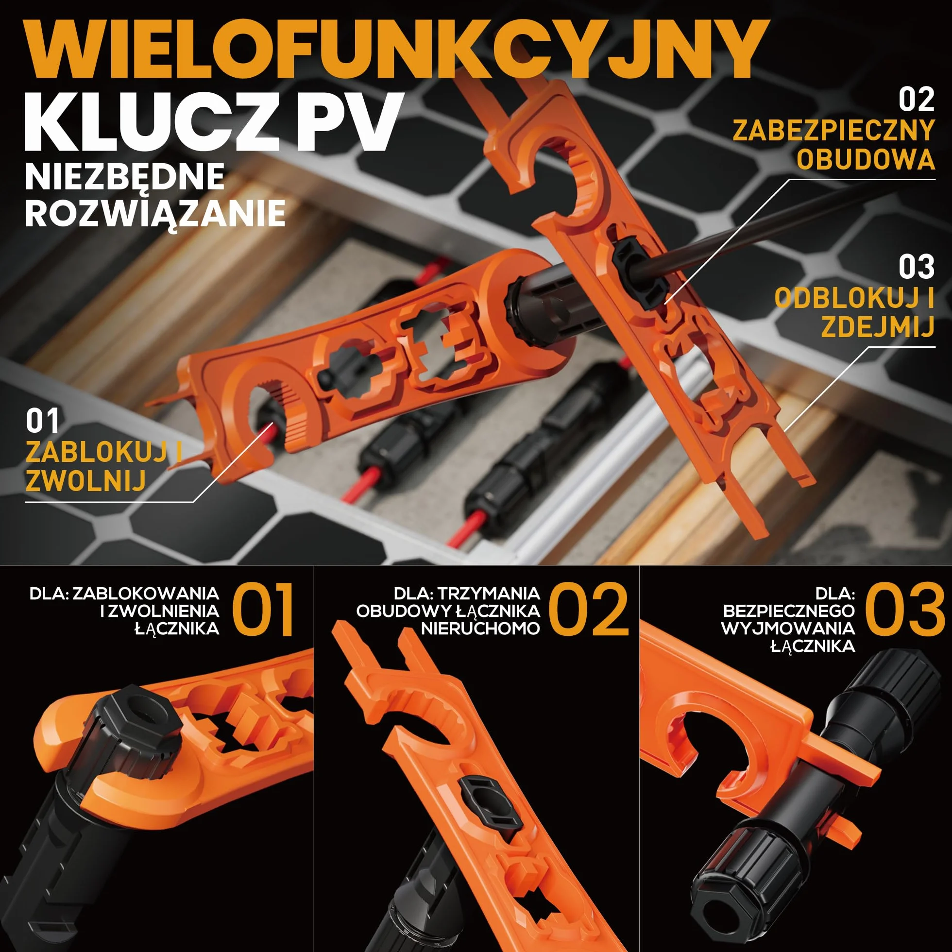 SOMELINE Zestaw szczypiec do zaciskania złączy solarnych, do kabli 2,5-6mm², 12-częściowy męski żeński wtyk kablowy do paneli słonecznych, 1 para kluczy do kabli do paneli