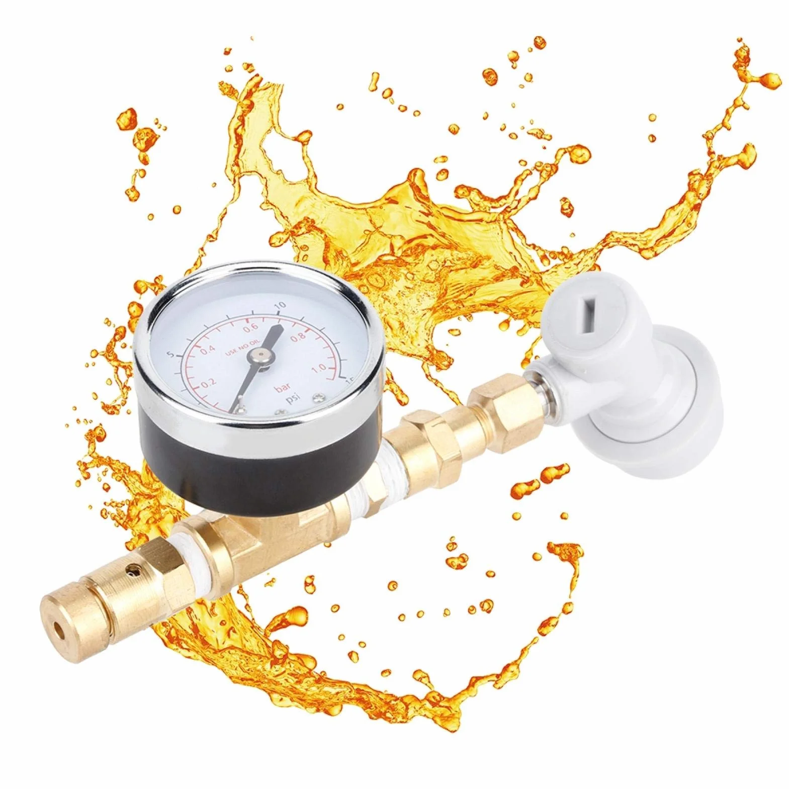 Regulowany zawór bezpieczeństwa z manometrem 0-15 psi (0-1 bar) do homebrew