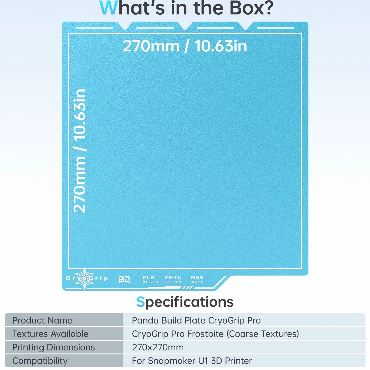 BIQU CryoGrip Pro Frostbite Cold Build Plate dla Snap-Maker U1 3D Printer, płyta ze stali sprężynowej, 276X301mm, druk w temperaturze pokojowej, dwustronny