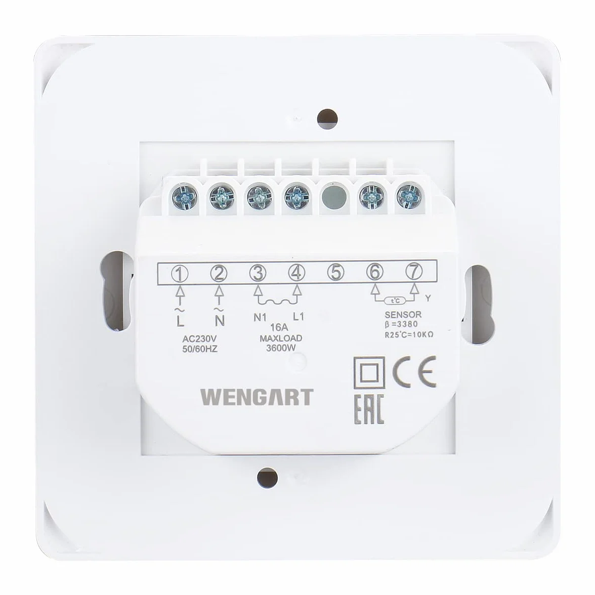 Wengart Termostat mechaniczny WG01 AC 230 V 16 A z czujnikiem podłogowym biały