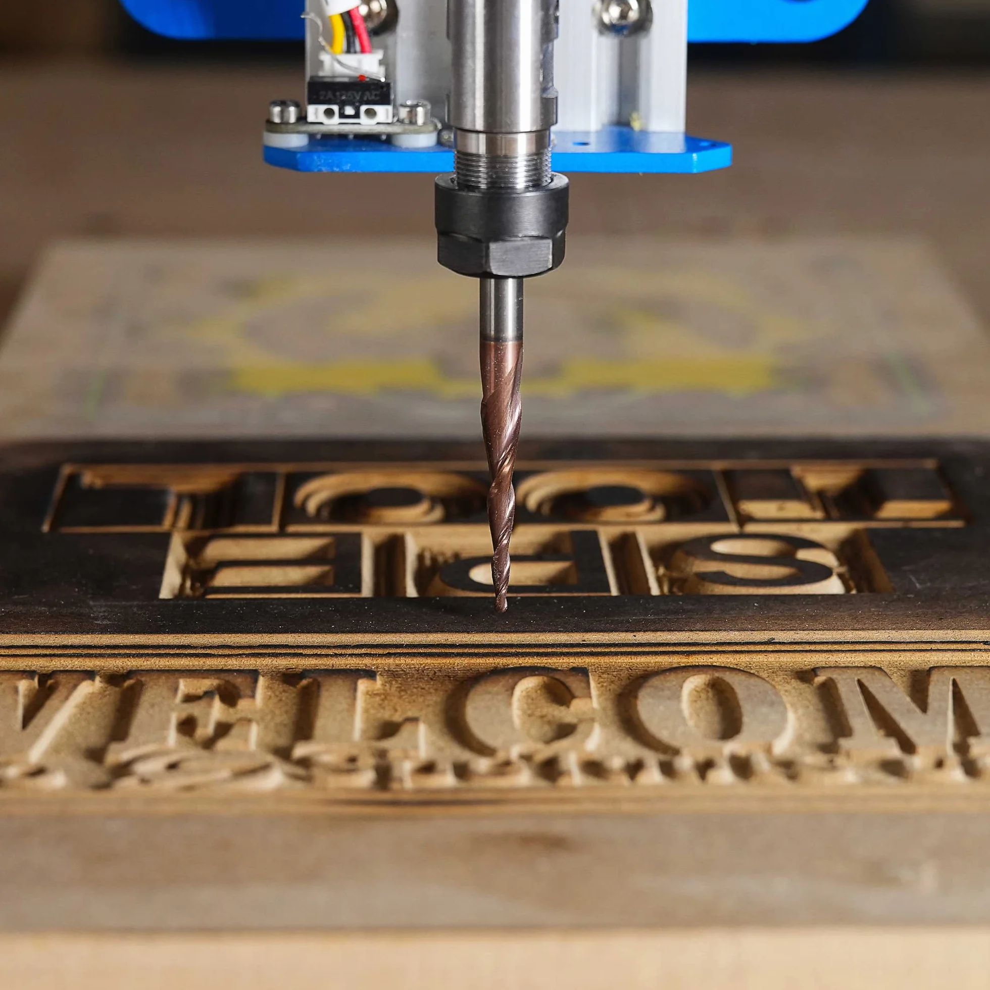 SpeTool Frez stożkowy 6 mm 0,25 mm z węglika wolframu 5,2 stopnia powłoka HSi do rzeźbienia w drewnie 3D