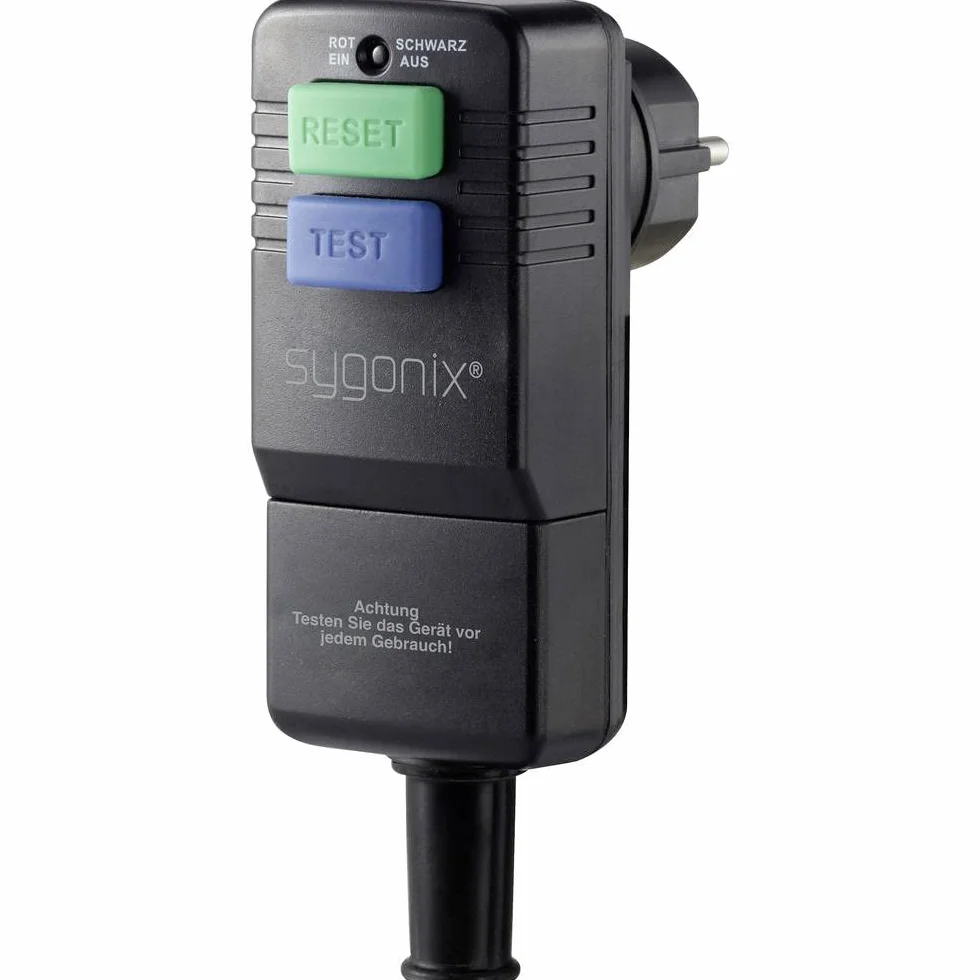 sygonix SY-3779070 Przełącznik - Ochrona ludzi z PRCD 230 V Czarny IP54