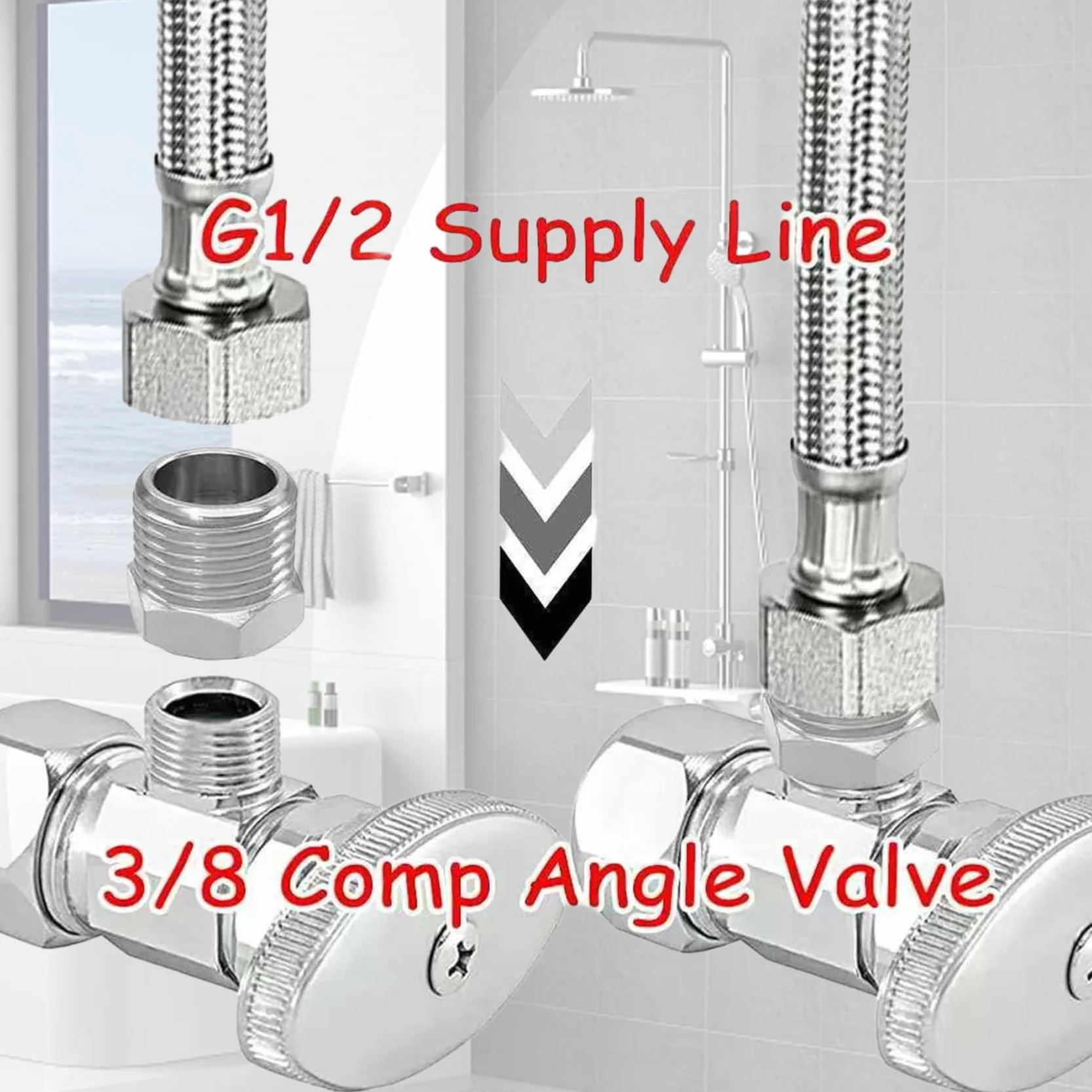 2 sztuki złączka redukcyjna z gwintem wewnętrznym 3/8" BSP na gwint zewnętrzny 1/2" BSP, kute złącze sześciokątne, uniwersalne przedłużanie redukcji, pasuje do połączeń rur