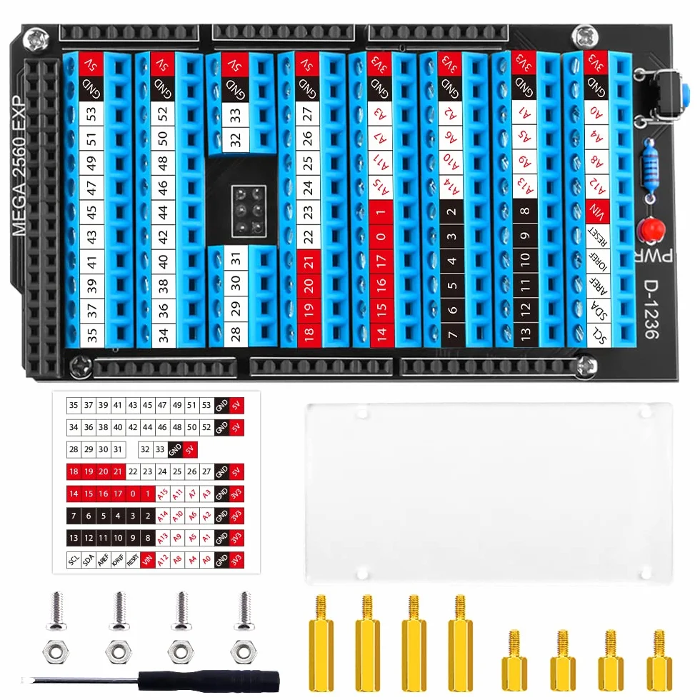 GeeekPi MEGA 2560 R3 Płytka rozruchowa z przyciskiem resetu i wskaźnikiem LED, moduł rozruchowy z rozszerzeniem GPIO dla Arduino MEGA 2560 R3