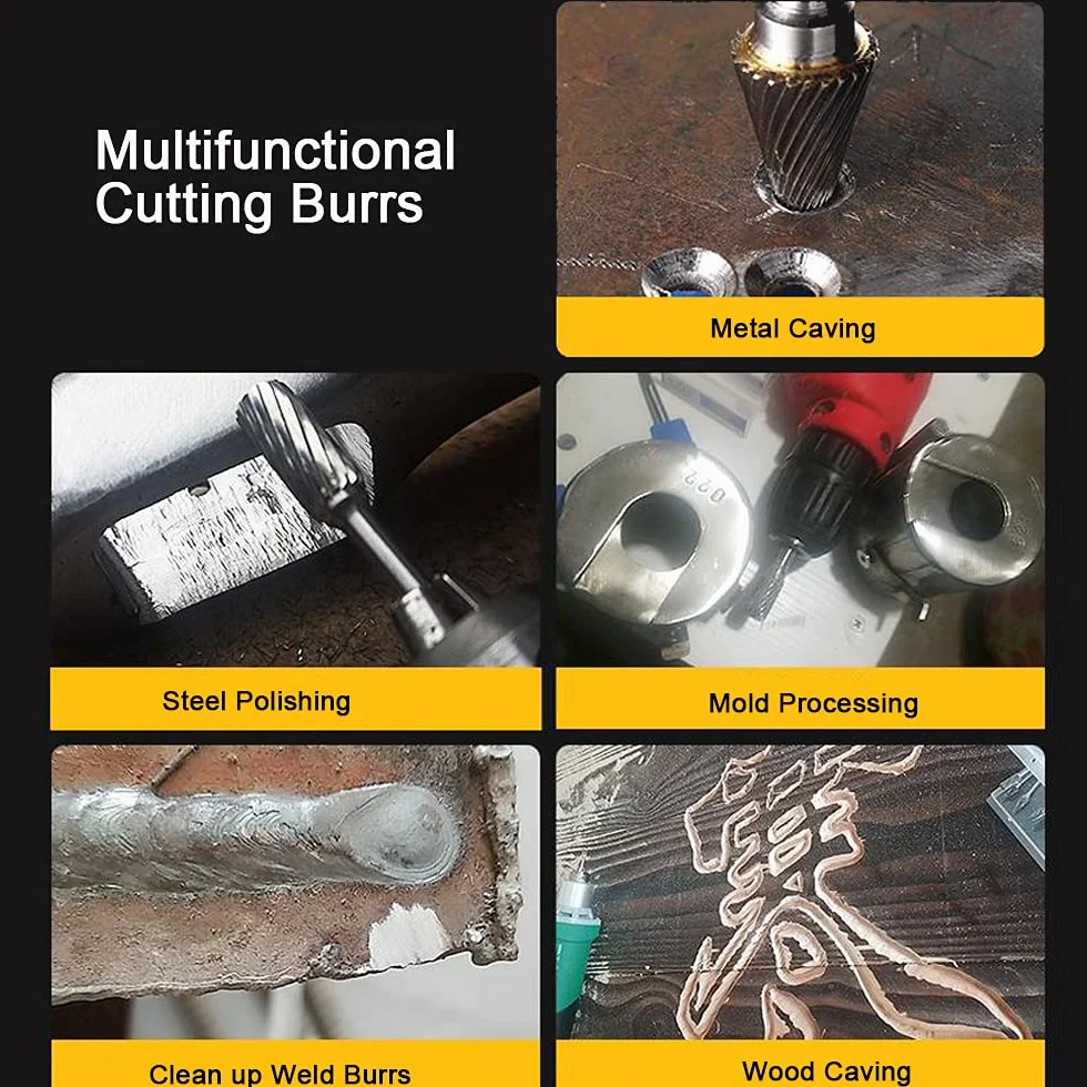 Wiertarka 5szt Frez Metal Ołówki Zestaw Diamentowe Frezy Rotary Plik Wolfram Stal Narzędzia Obrotowy Burr 6x10mm