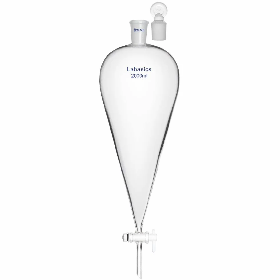Labasics stożkowy rozdzielacz szkło borokrzemowe 2000 ml z korkiem PTFE