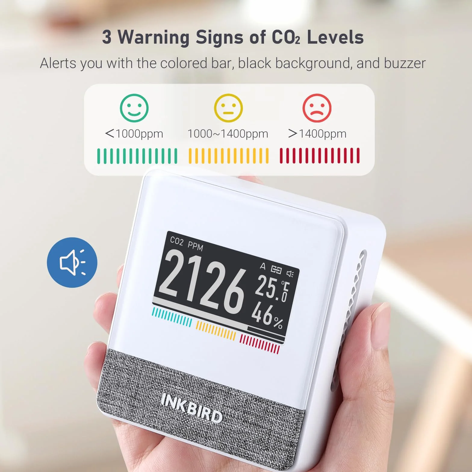 Inkbird IAM-T1 miernik jakości powietrza CO2 temperatury wilgotności ciśnienia e-ink 18 miesięcy