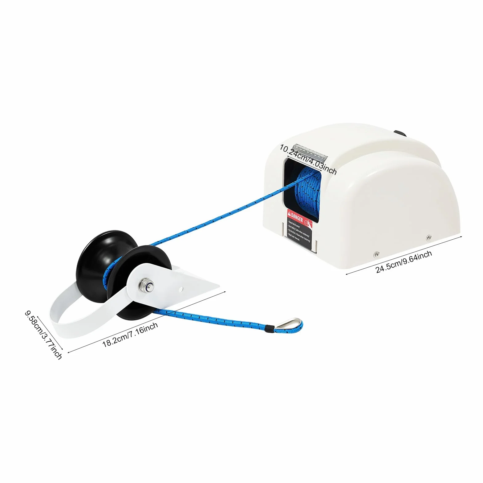 Wciągarka kotwiczna 12 V do łodzi, elektryczna wciągarka do łodzi, wyciągarka kotwiczna z pilotem zdalnego sterowania, maks. nośność 20 kg/45 kg, lina nylonowa 30,48 m, do małych łodzi rekreacyjnych