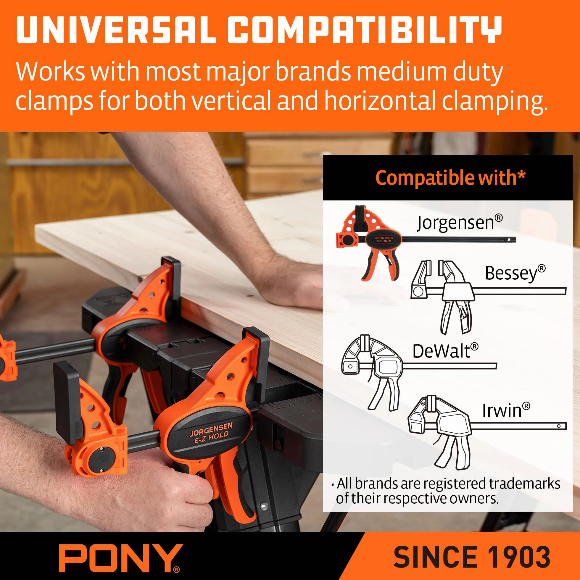 PONY Stół roboczy 2 w 1 z zaciskami spustowymi