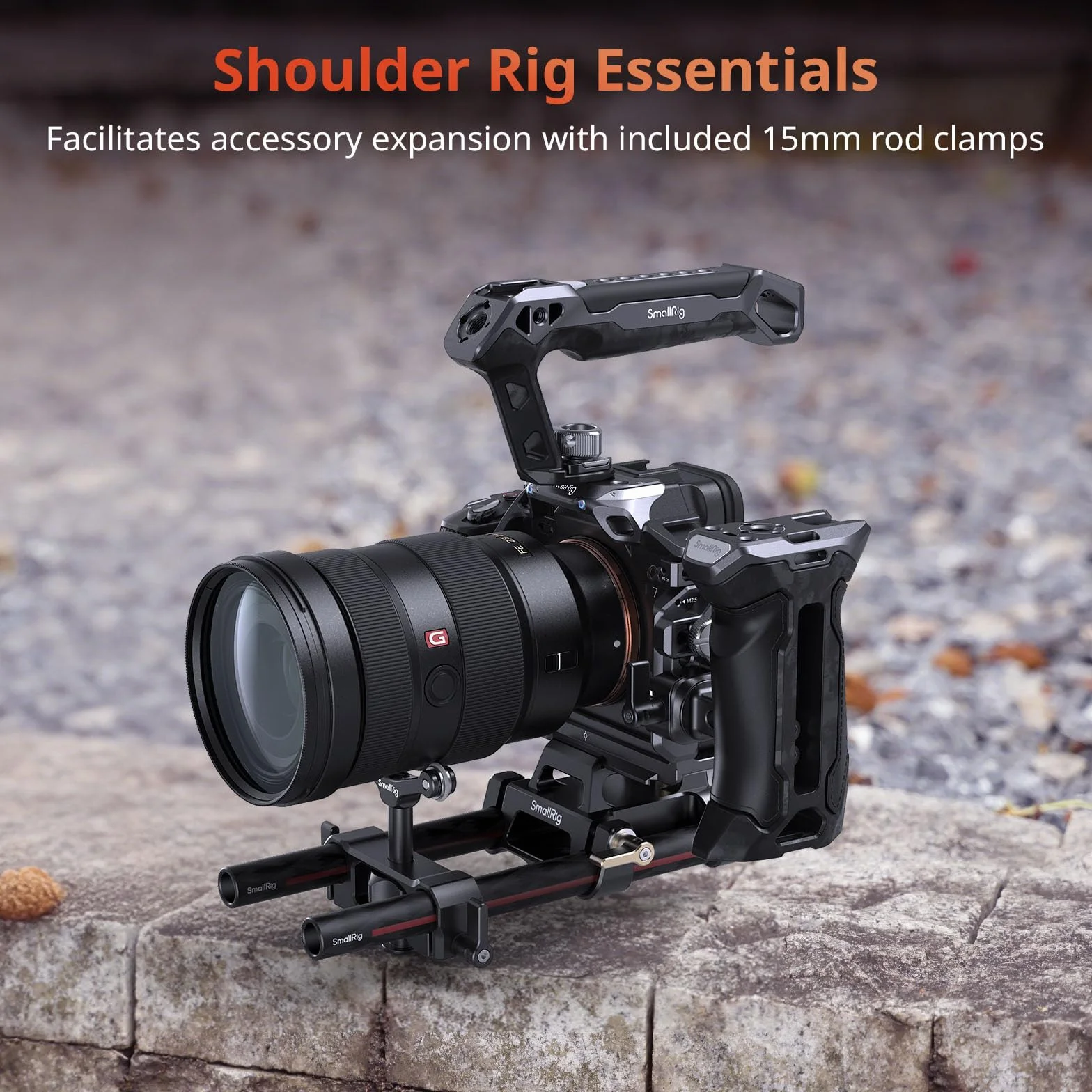 SMALLRIG Pręt z włókna węglowego 15 mm do systemu podparcia pręta 15 mm, 8 cali długości, do zacisków pręta, Matte Box i Follow Focus, opakowanie 2 sztuk - 5211