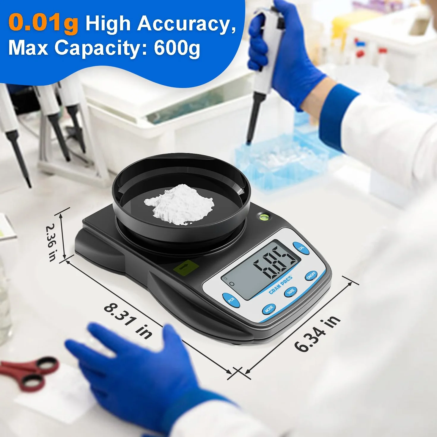 GRAM PRES Cyfrowa waga laboratoryjna 600 g x 0,01 g precyzyjna waga analityczna
