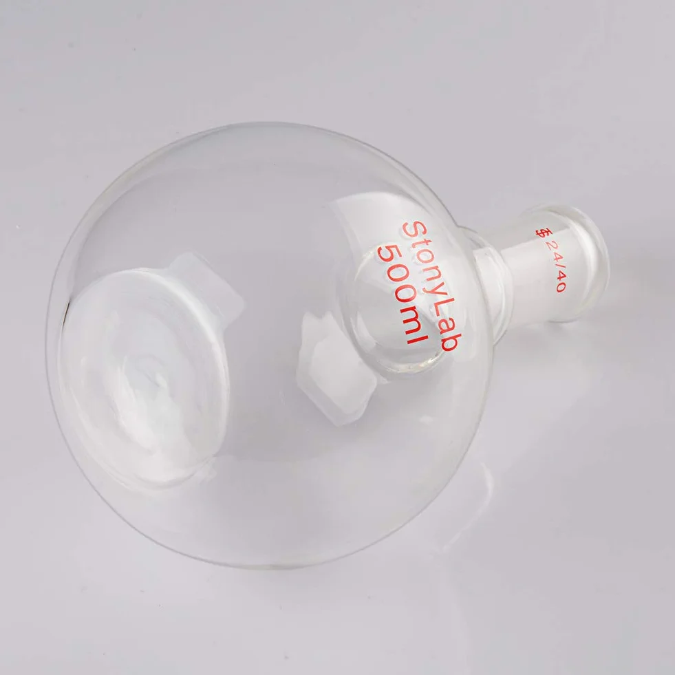 StonyLab 500ml Glas Einhals Flachboden Kochflasche mit 24/40 Standard Taper Outer Joint
