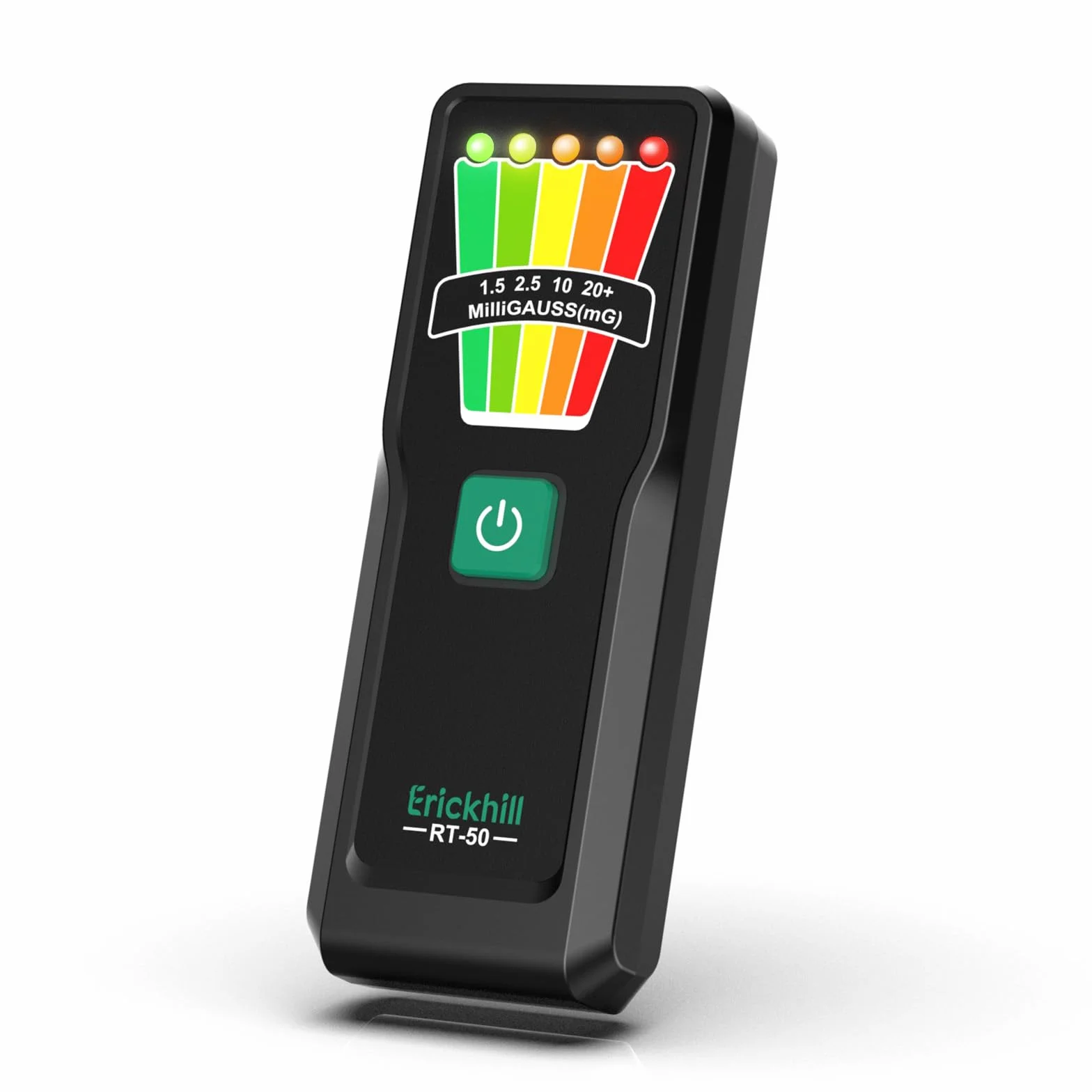 ERICKHILL Ręczny miernik EMF, detektor pola elektromagnetycznego 30Hz–20kHz, 5-stopniowe ostrzeżenia LED