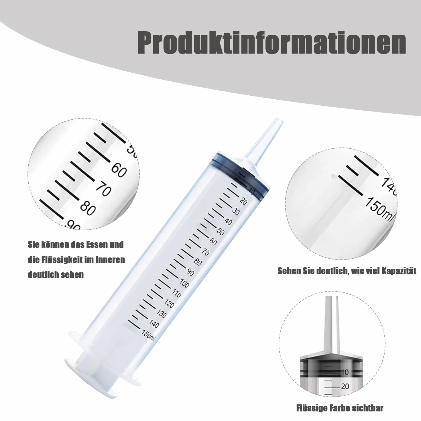 Strzykawka z tworzywa sztucznego, 2 sztuki 150 ml, zestaw strzykawek z wężem do laboratoriów naukowych, fabryk i do codziennego użytku
