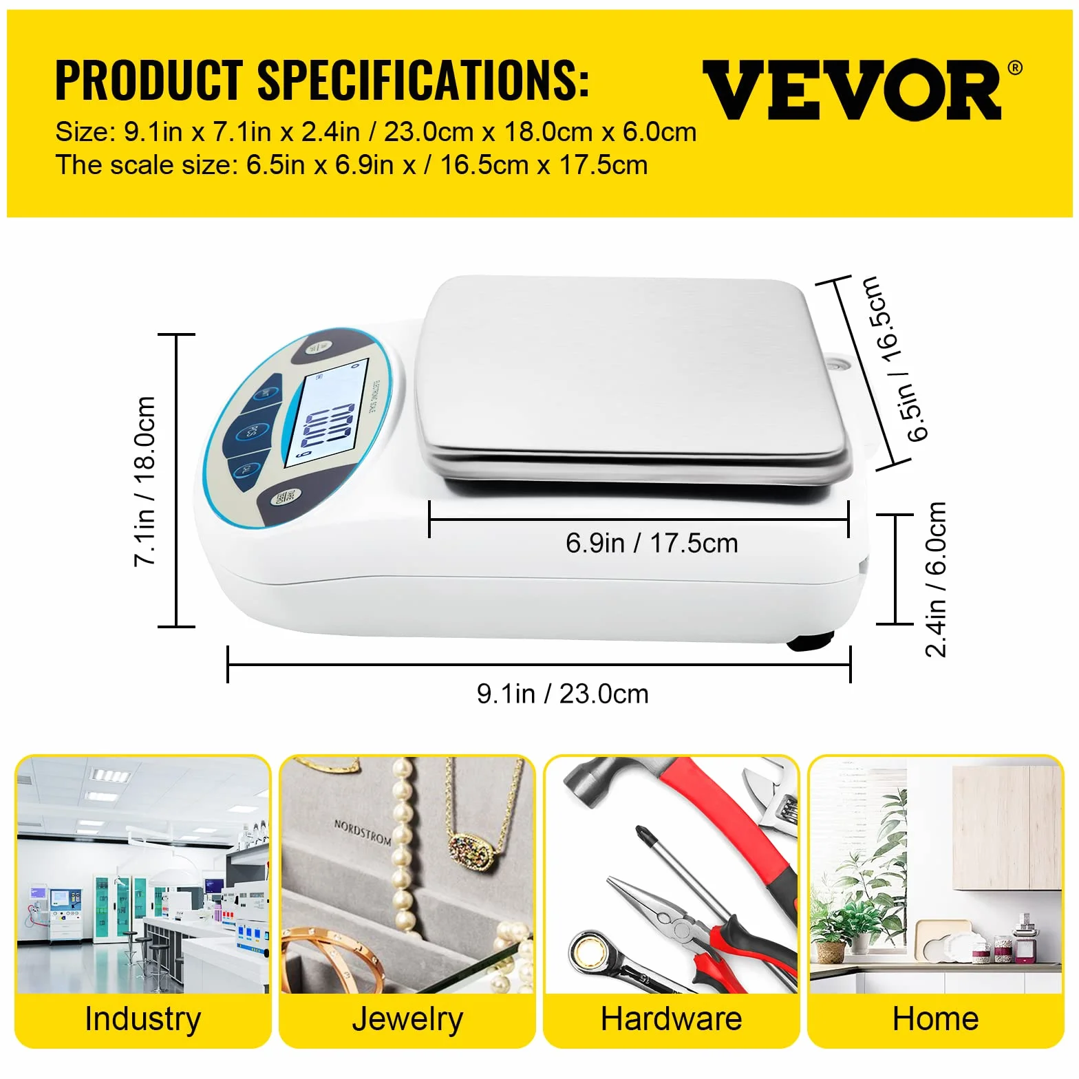 VEVOR Cyfrowa waga analityczna 5000 g 0,01 g dokładność laboratoryjna 13 jednostek przeliczeniowych taca 16,5 x 17,5 cm