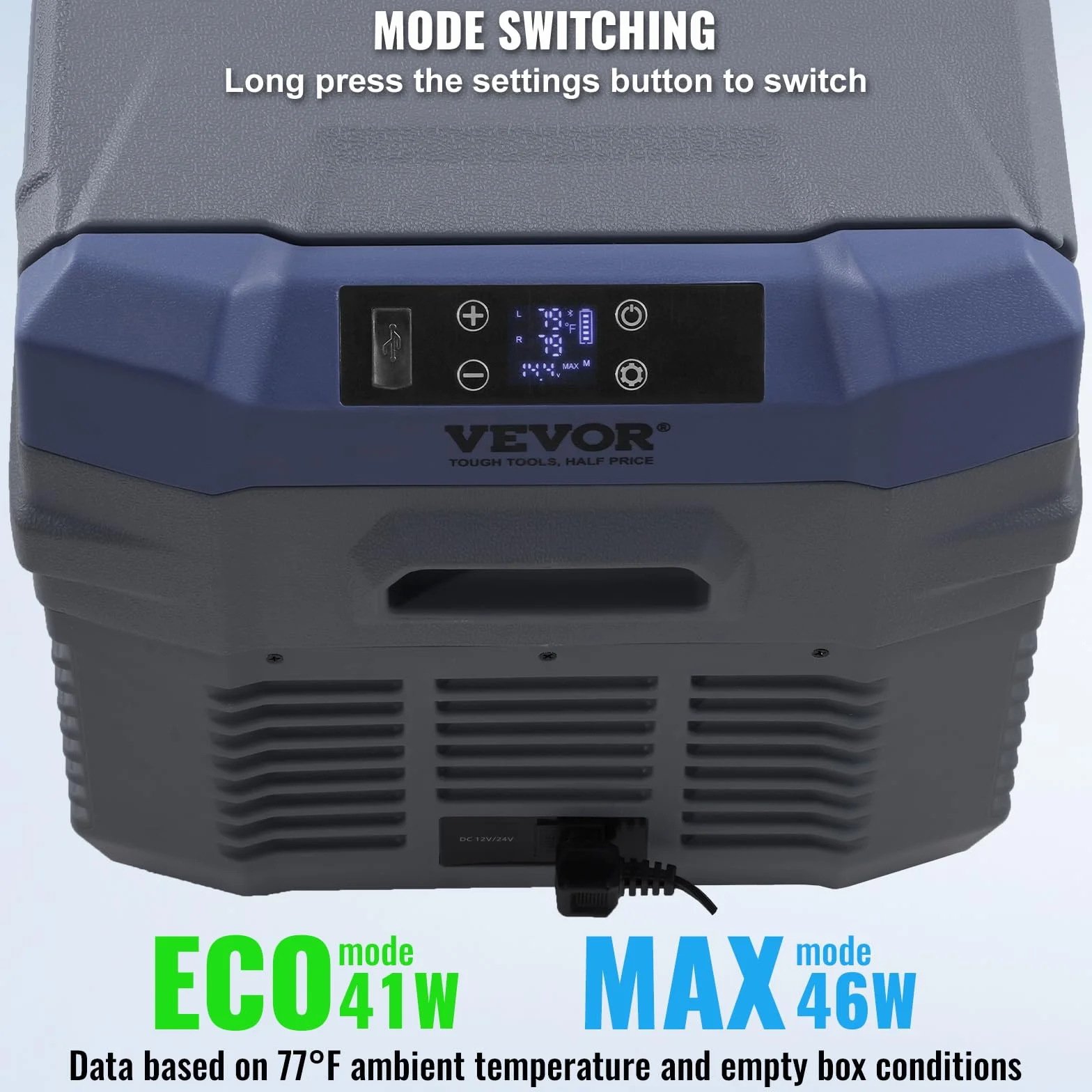 VEVOR NLS35, lodówka samochodowa 12 V, 25 l (26,4 qt), dwustrefowa przenośna zamrażarka, regulowany zakres 15.6 °C-20.0 °C, 12/24 V DC i 100-240 V AC kompresor chłodzący na zewnątrz, kemping, kampera