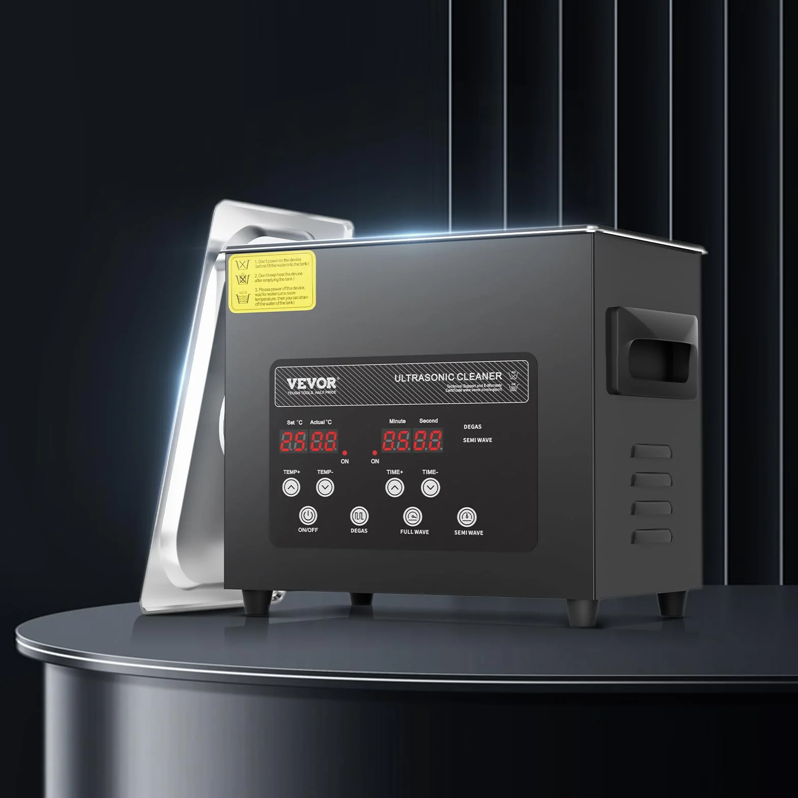 VEVOR Ultradźwiękowy odkurzacz 3L 120W 40kHz cyfrowa maszyna czyszcząca z zegarem i grzejnikiem