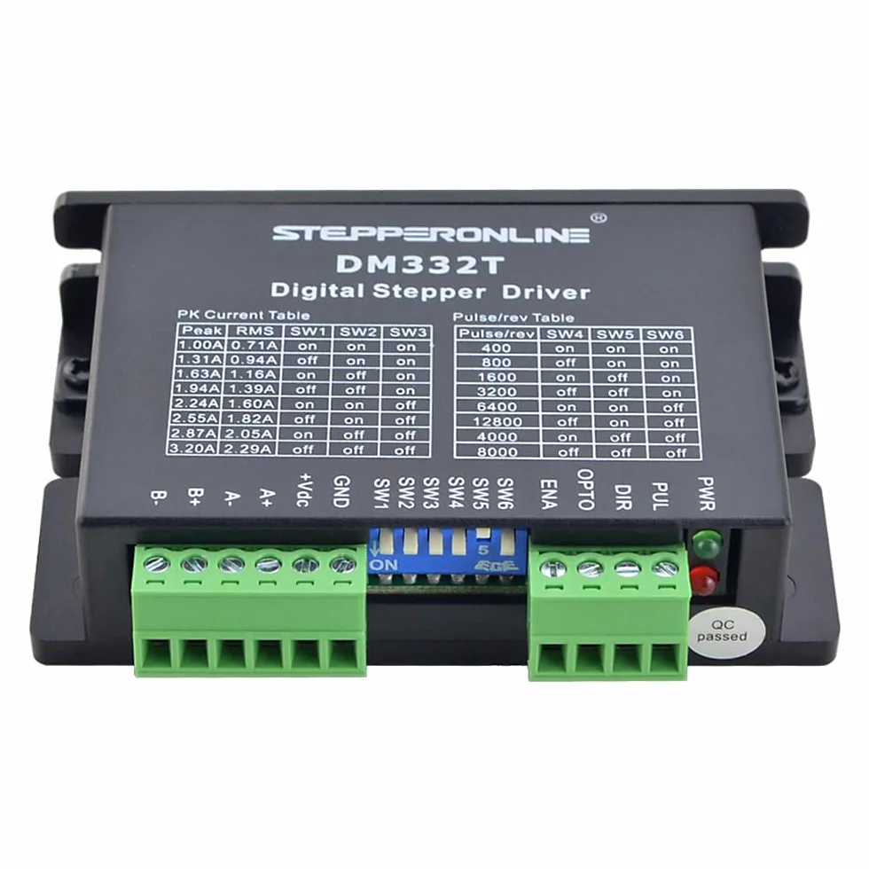 STEPPERONLINE Cyfrowy sterownik silnika krokowego 1,0-3,2 A 10-30 VDC 1/64 mikrostopniowe rozdzielczości dla silnika krokowego Nema 17, 23