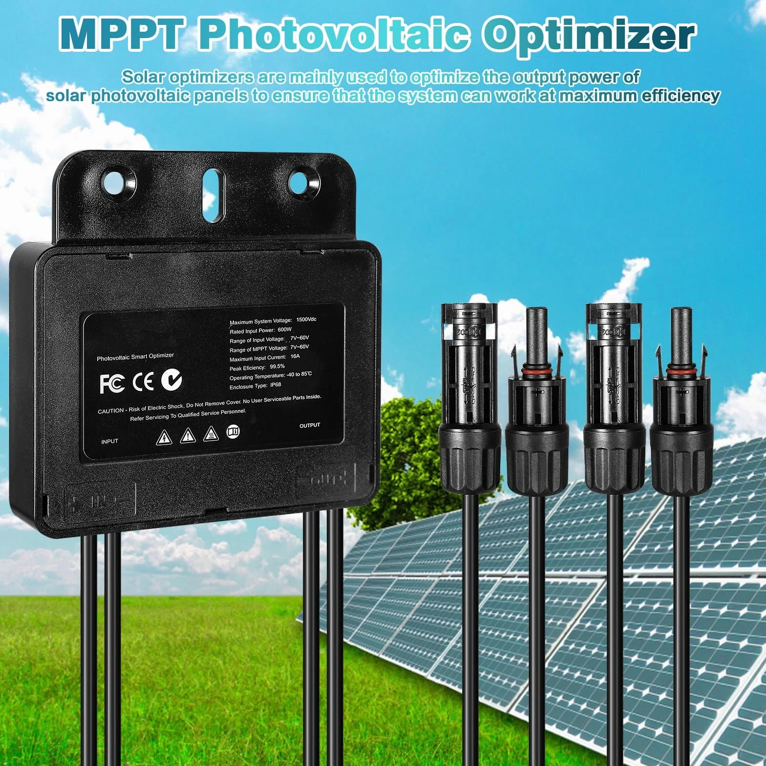 BuyWeek Optymalizator mocy panelu słonecznego 600 W MPPT fotowoltaiczny