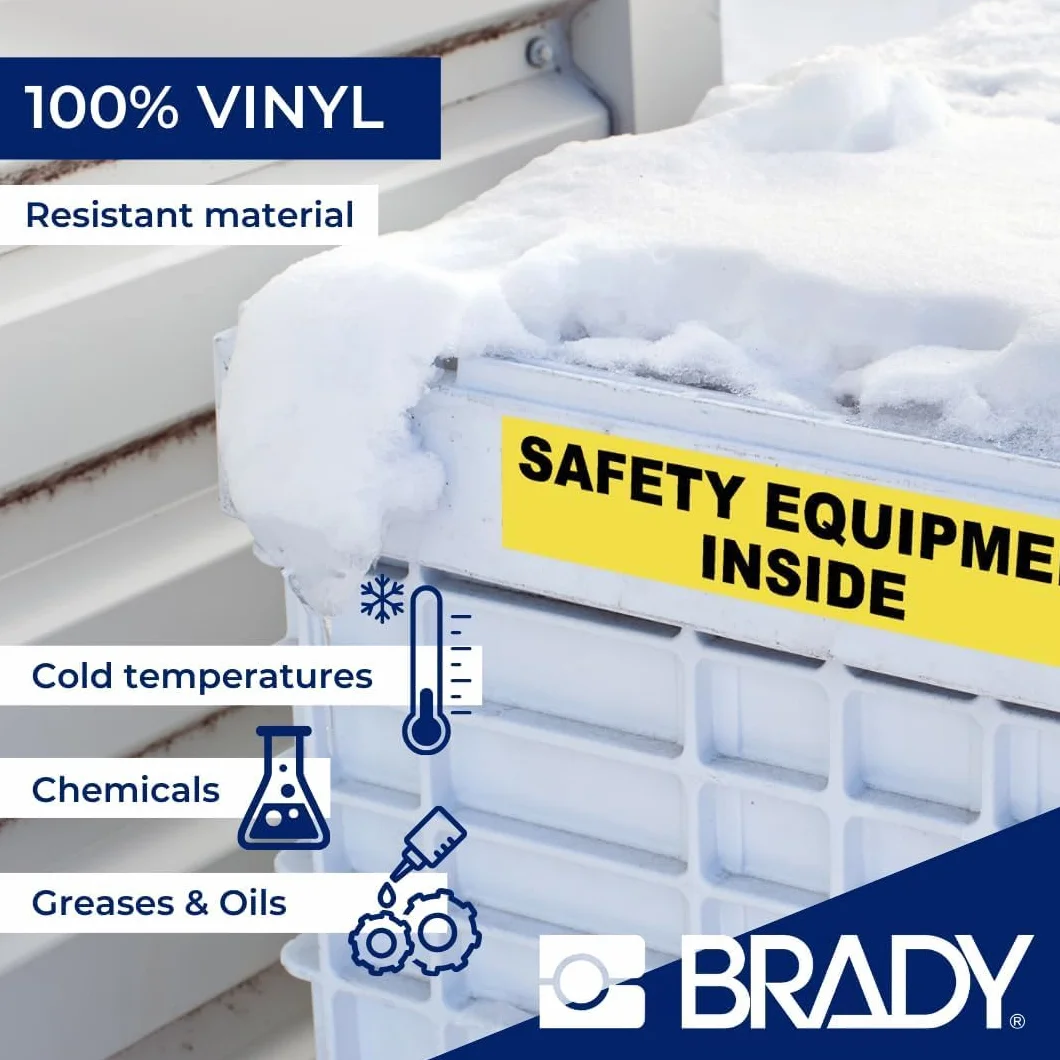 Brady Taśma do Drukarek Etykiet M410 M510 M511 Samoprzylepne Etykiety Przemysłowe Czarny na Białym 25,4 mm x 7,62 m M4C-1000-595-WT-BK