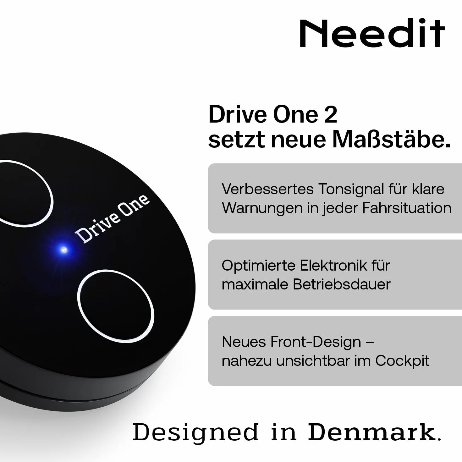 Needit Czujnik Radarowy Drive One 2 Ostrzegam przed Fotoradarami Zagrożeniami Drogowymi Wyświetlacz LED Automatycznie Aktywny