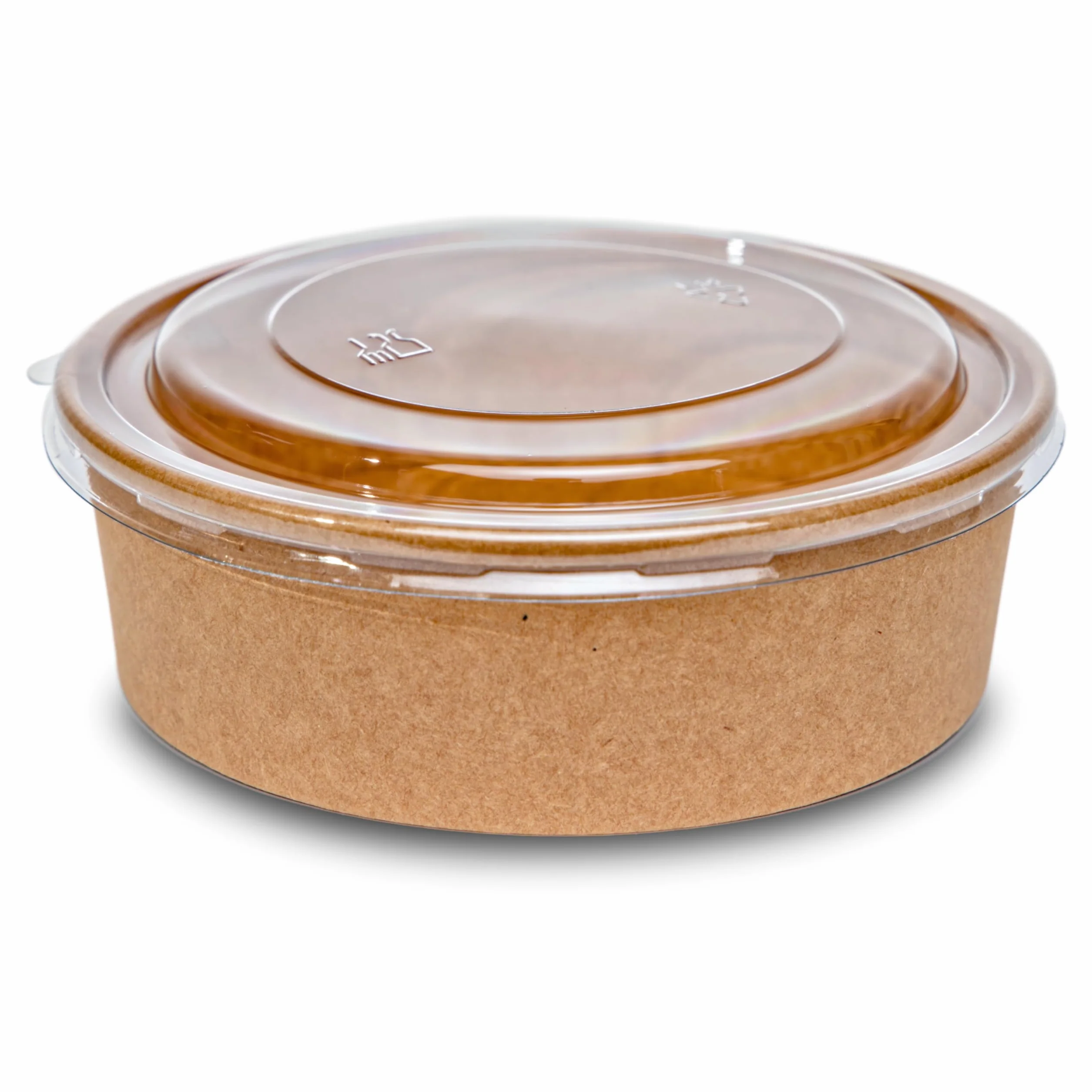 Inoverse 50 sztuk Kraft, miseczki do sałatek z pokrywką 750 ml, jednorazowe kubki do sałatek, przekąski, zup, musli, okrągłe, z twardego papieru, brązowe