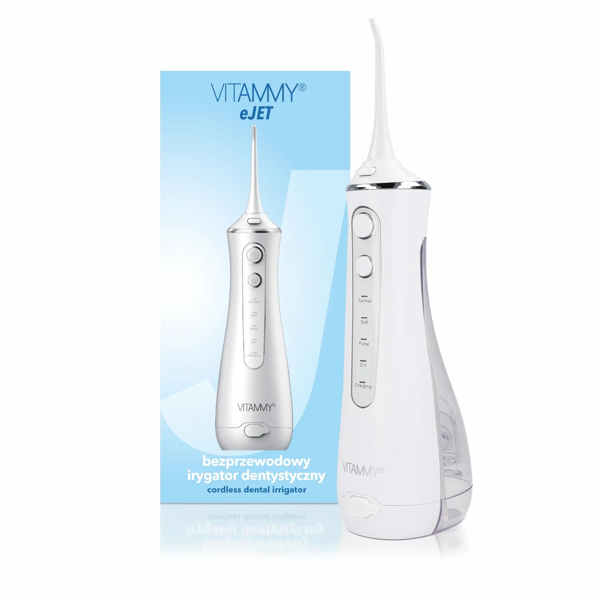 VITAMMY eJet Irygator Dentystyczny Bezprzewodowy 5 Końcówek 90 PSI 200ml IPX7