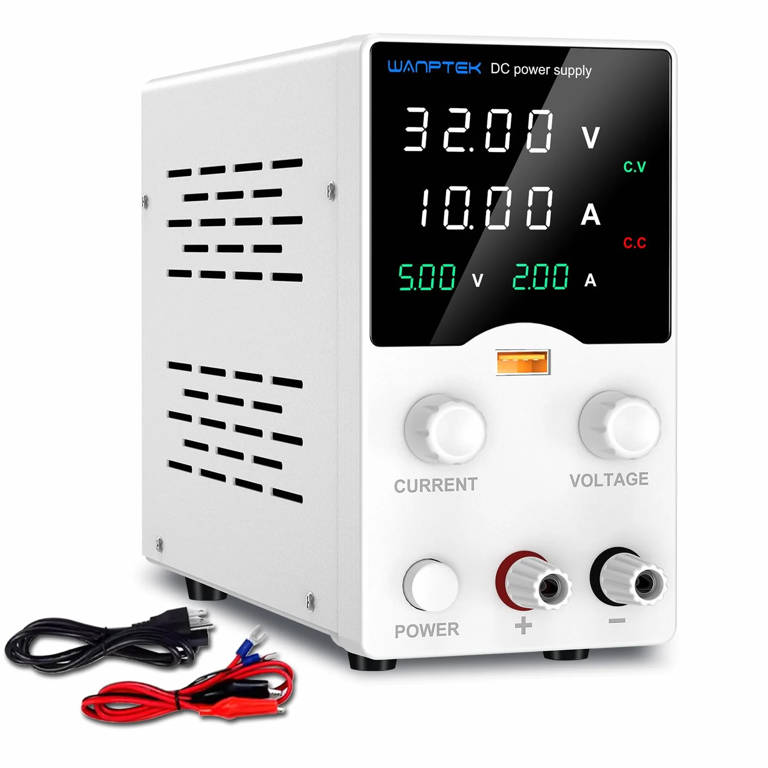 Zasilacz laboratoryjny 30 V, 10 A, zasilacz laboratoryjny z 4-cyfrowym wyświetlaczem LED, regulowany zasilacz impulsowy, przycisk nadajnika DC, zasilacz z szybkim ładowaniem USB
