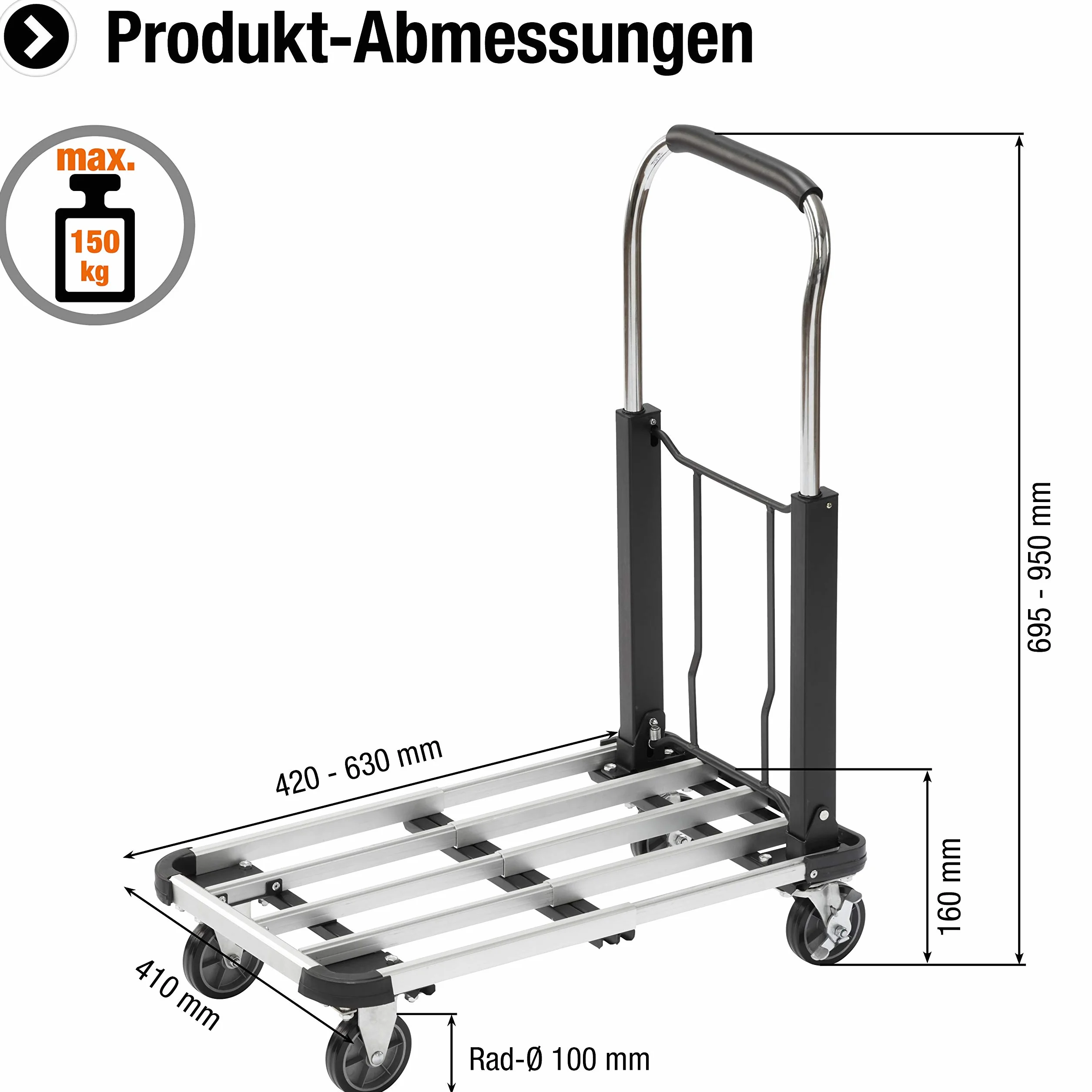 Składany wózek transportowy 150 kg