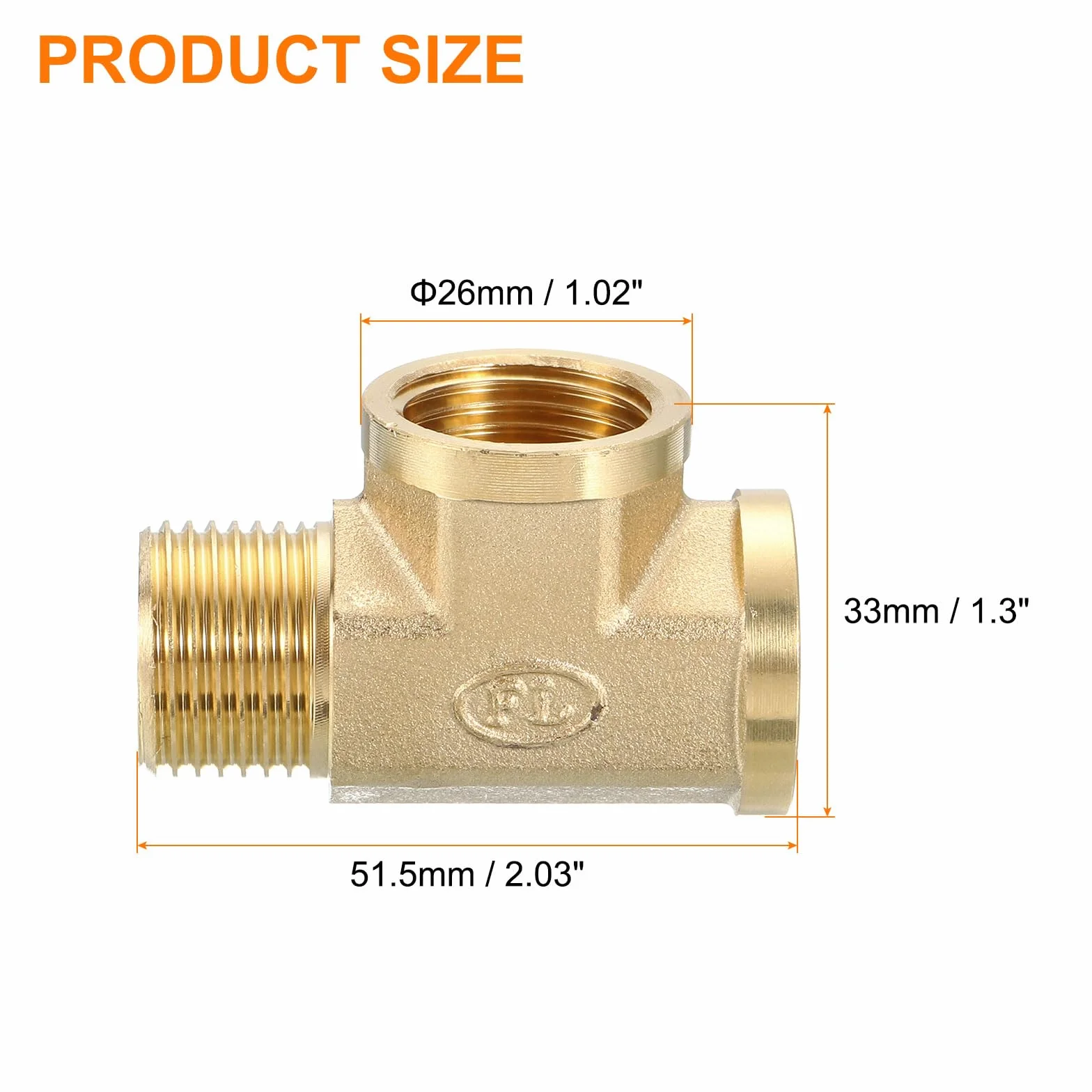 QUARKZMAN Trójnik mosiężny, 1/2" x 1/2" x 1/2" NPT 3-drożny łącznik adapter do transportu gazu, 1 szt