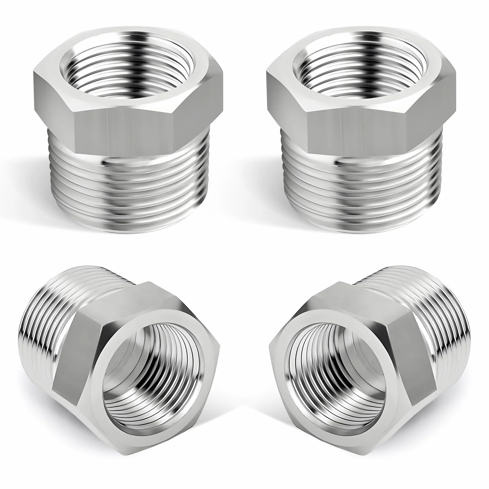 Złączka redukcyjna 1/2 do 3/8-4 sztuki adapter 1/2 do 3/8 cala, złączka gwintowana z 4 pierścieniami uszczelniającymi, zewnętrzne połączenia gwintowane wewnętrzne, złączka gwintowana mufa
